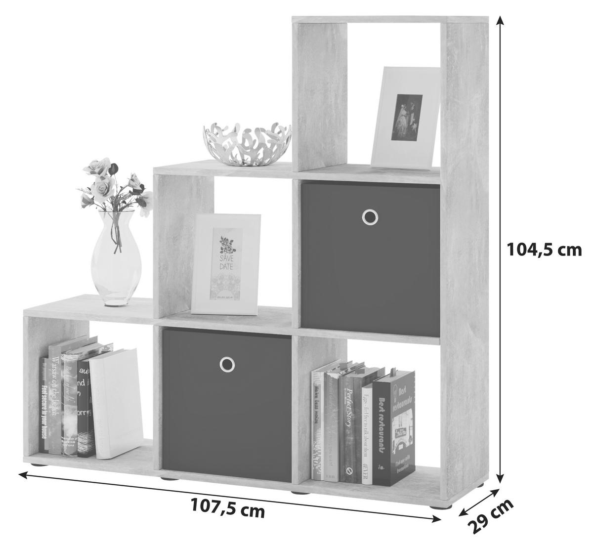 Standregal in Eichefarbe Nitas - Eichefarben/Schwarz, KONVENTIONELL, Holzwerkstoff/Kunststoff (107,5/104,5/29cm) - MID.YOU