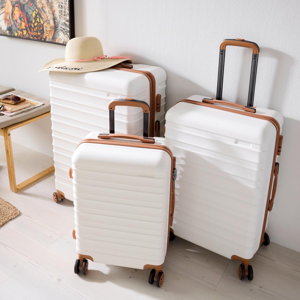 Reisekofferset Florenz Braun/Weiß, 3-teilig - Braun/Weiß, KONVENTIONELL, Kunststoff/Textil - Mömax