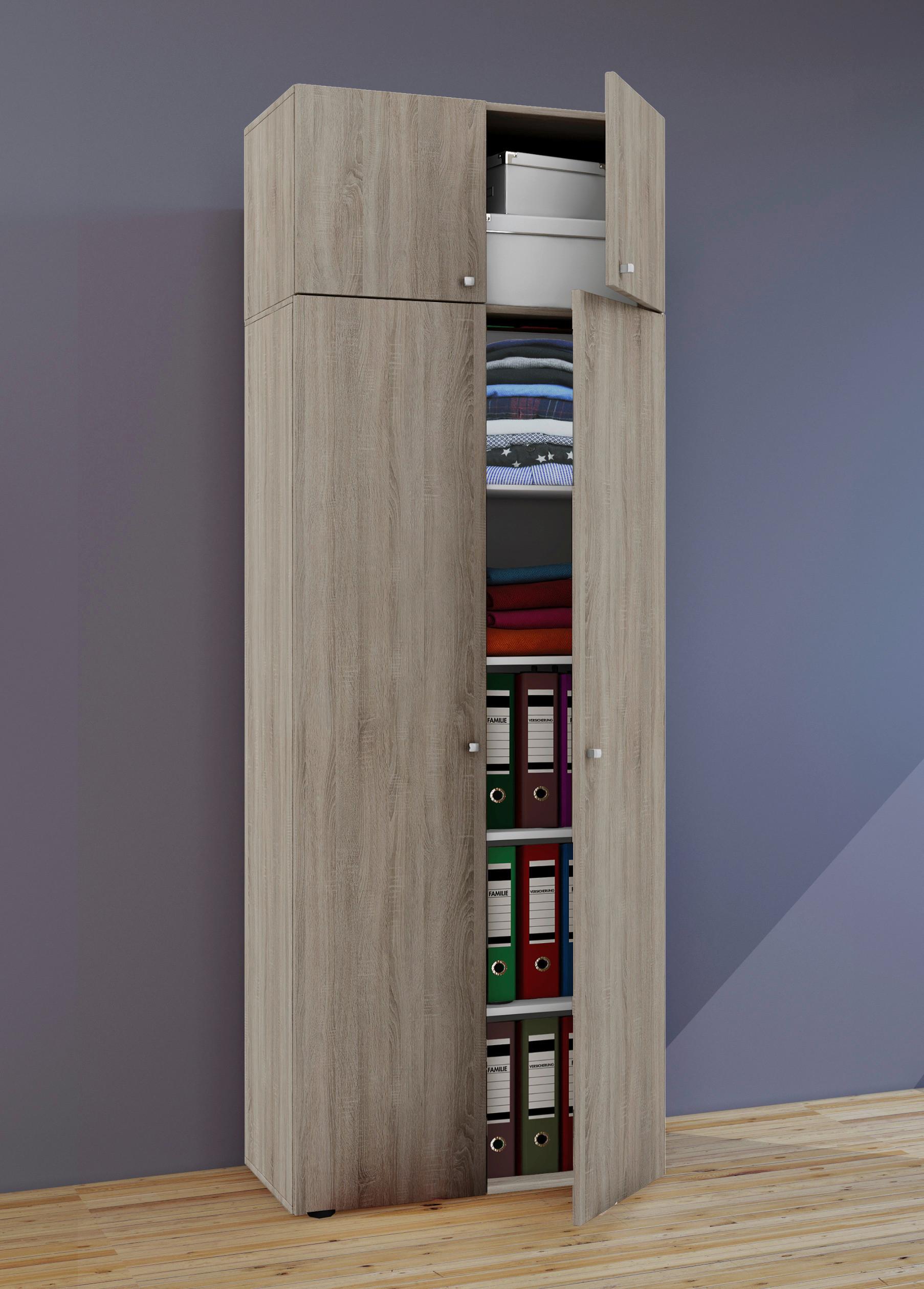 Večnamenska Omara Vandol I, Hrast - srebrne barve/črna, Moderno, umetna masa/leseni material (70/218/39cm) - MID.YOU