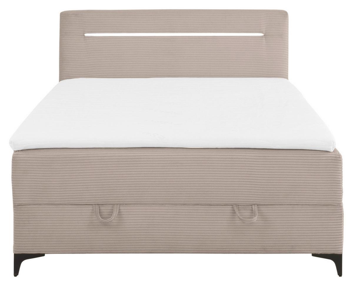 Boxbett Jerry Hellbraun ca. 140x200cm - Hellbraun/Schwarz, KONVENTIONELL, Textil (140/200cm) - Mömax