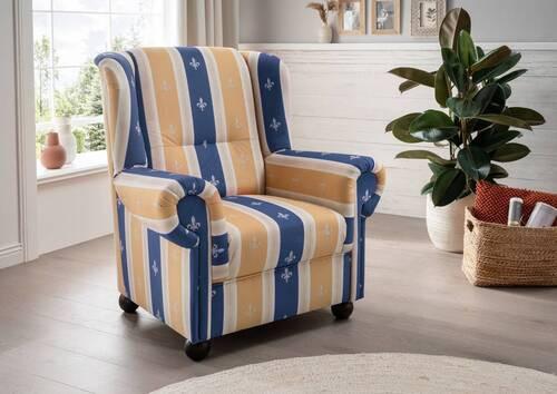 Ohrensessel Torello Blau Mikrofaser - Blau/Wengefarben, KONVENTIONELL, Holz/Textil (92/102/89cm) - Livetastic