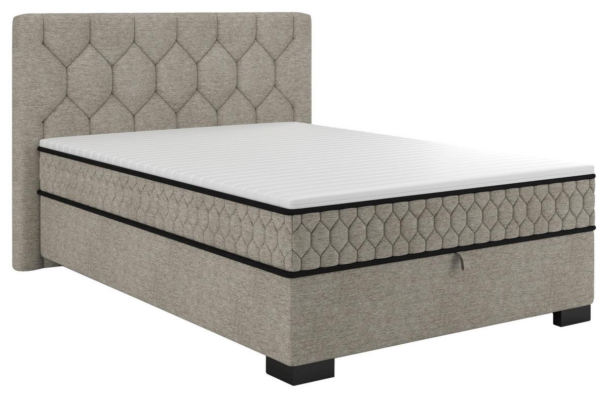 Boxbett Maya D Beige ca. 140x200cm - Beige/Schwarz, KONVENTIONELL, Holz/Holzwerkstoff (140/200cm) - Mömax