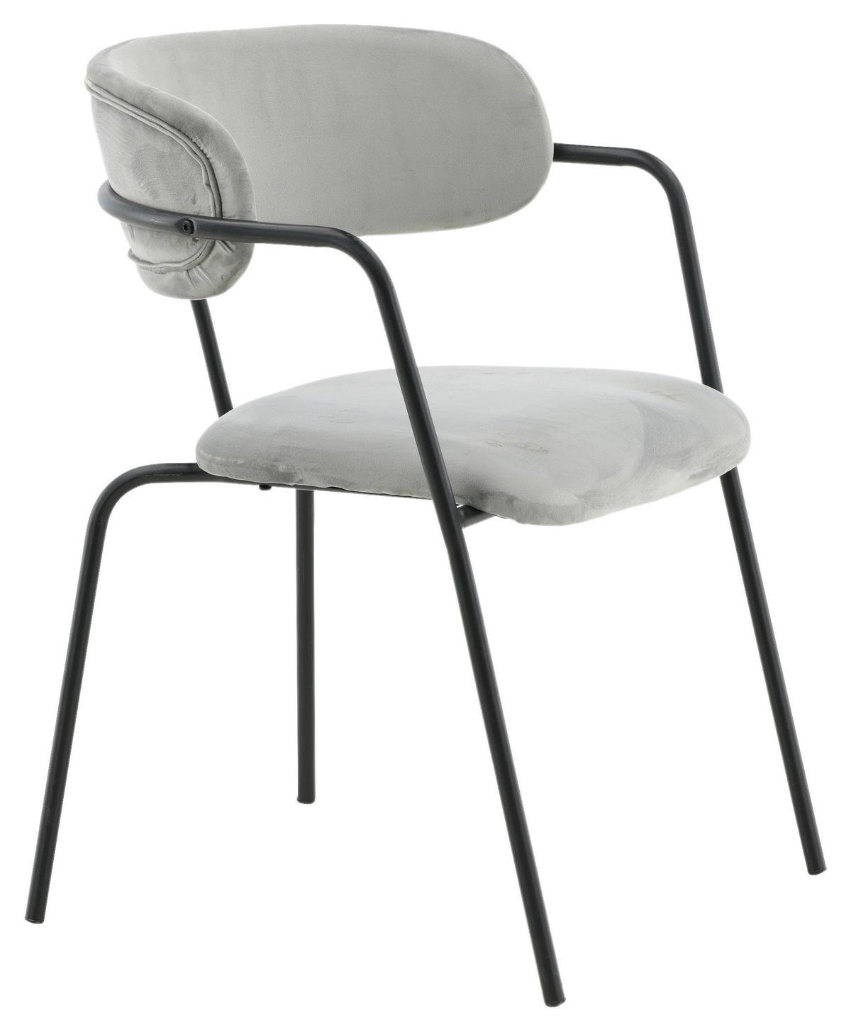 Stuhl-Set Arrow 2er-Set ca. 58x79 cm Samt Grau - Schwarz/Grau, Design, Textil/Metall (58/79/61cm) - Livetastic