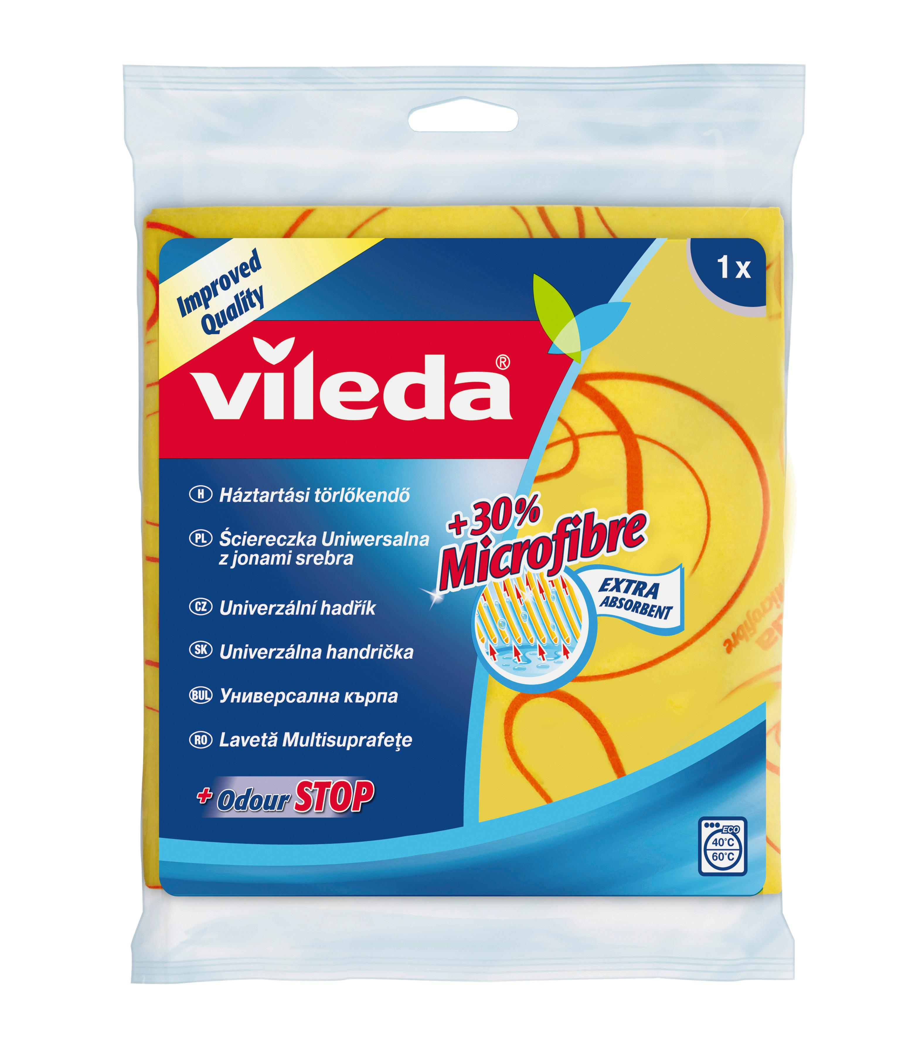 Törlőkendő F1029h - sárga, Konventionell, textil - Vileda