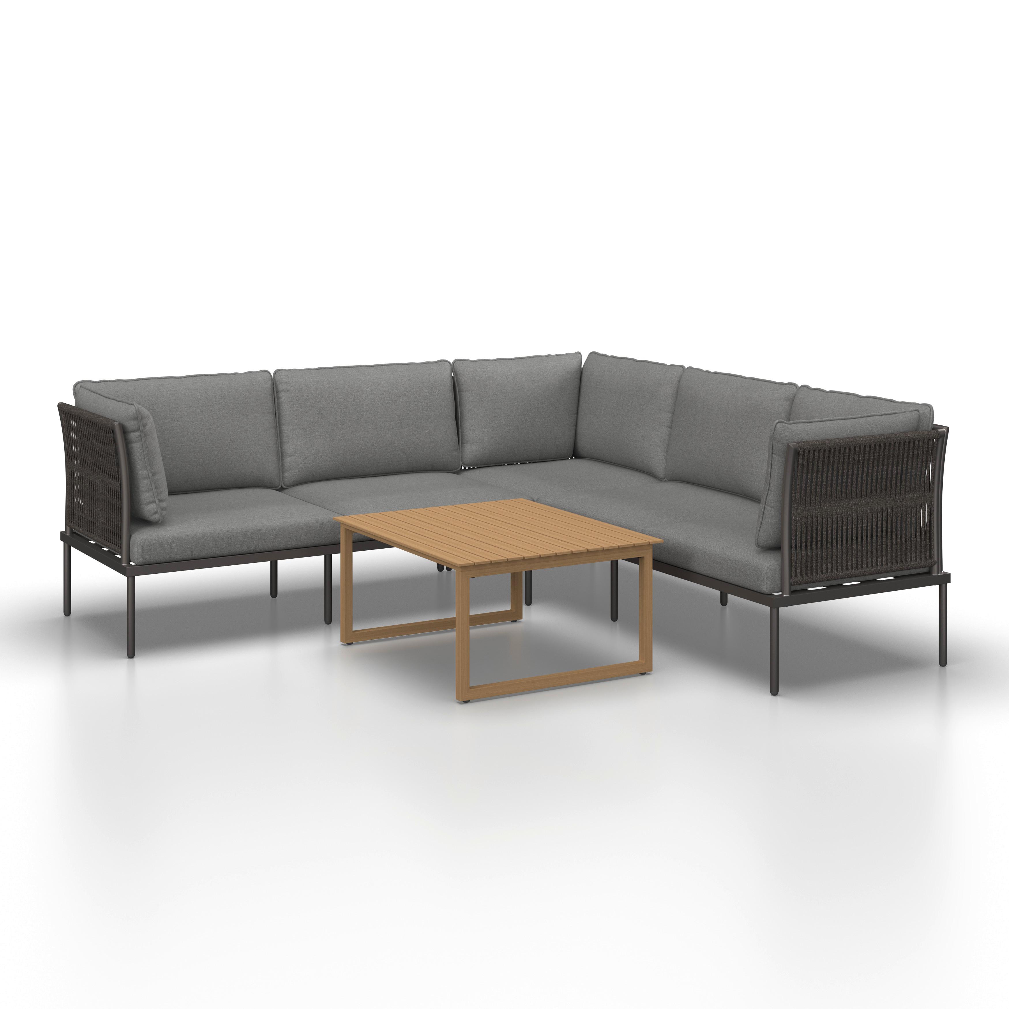 Gartenlounge Elora Hellgrau Textil/Metall - Anthrazit/Hellgrau, Modern, Textil/Metall (223/75/74cm) - Bessagi Garden