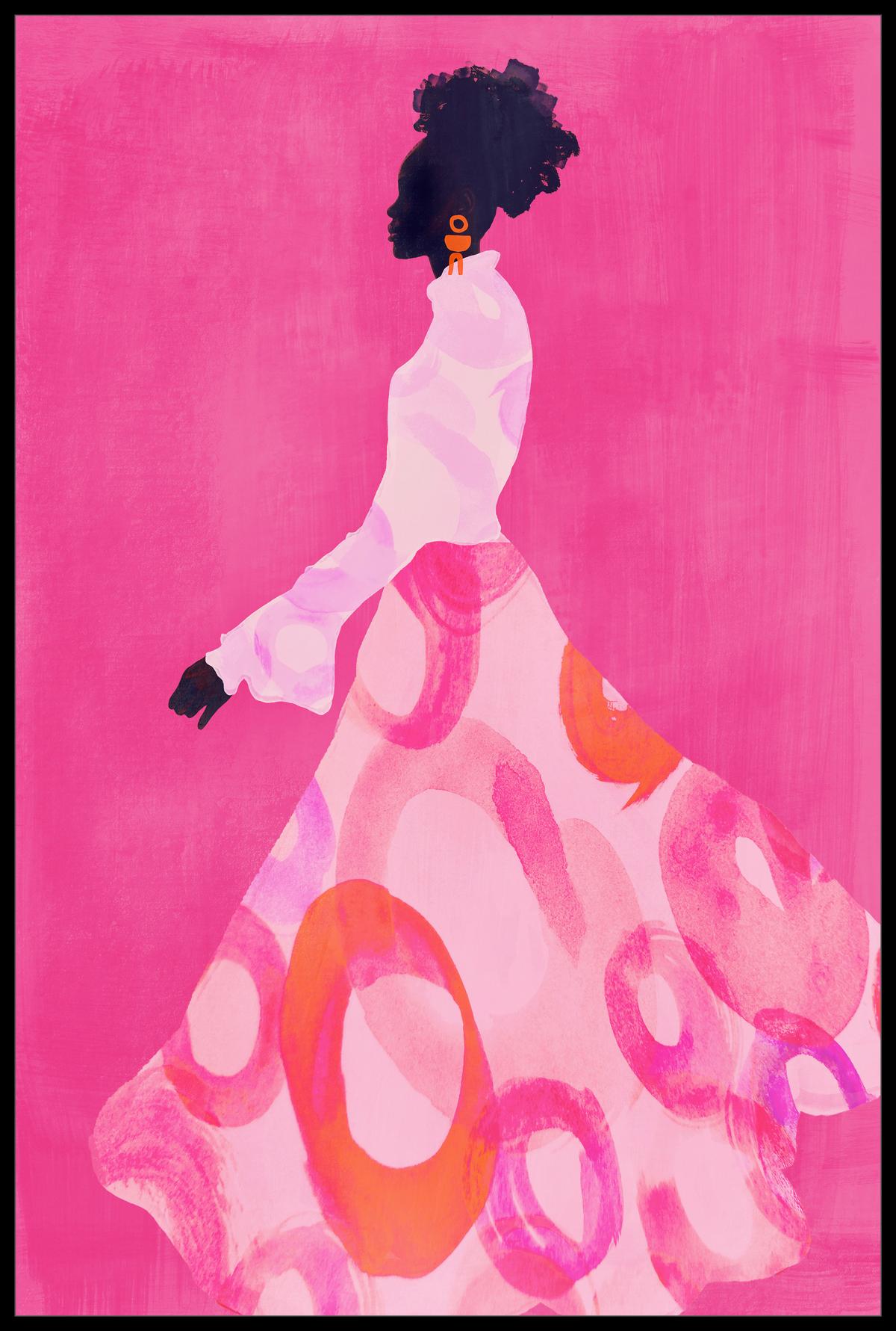 Keilrahmenbild Denise Small Pink/Schwarz - Pink/Schwarz, Modern, Holzwerkstoff/Kunststoff (60/90cm) - Premium Living