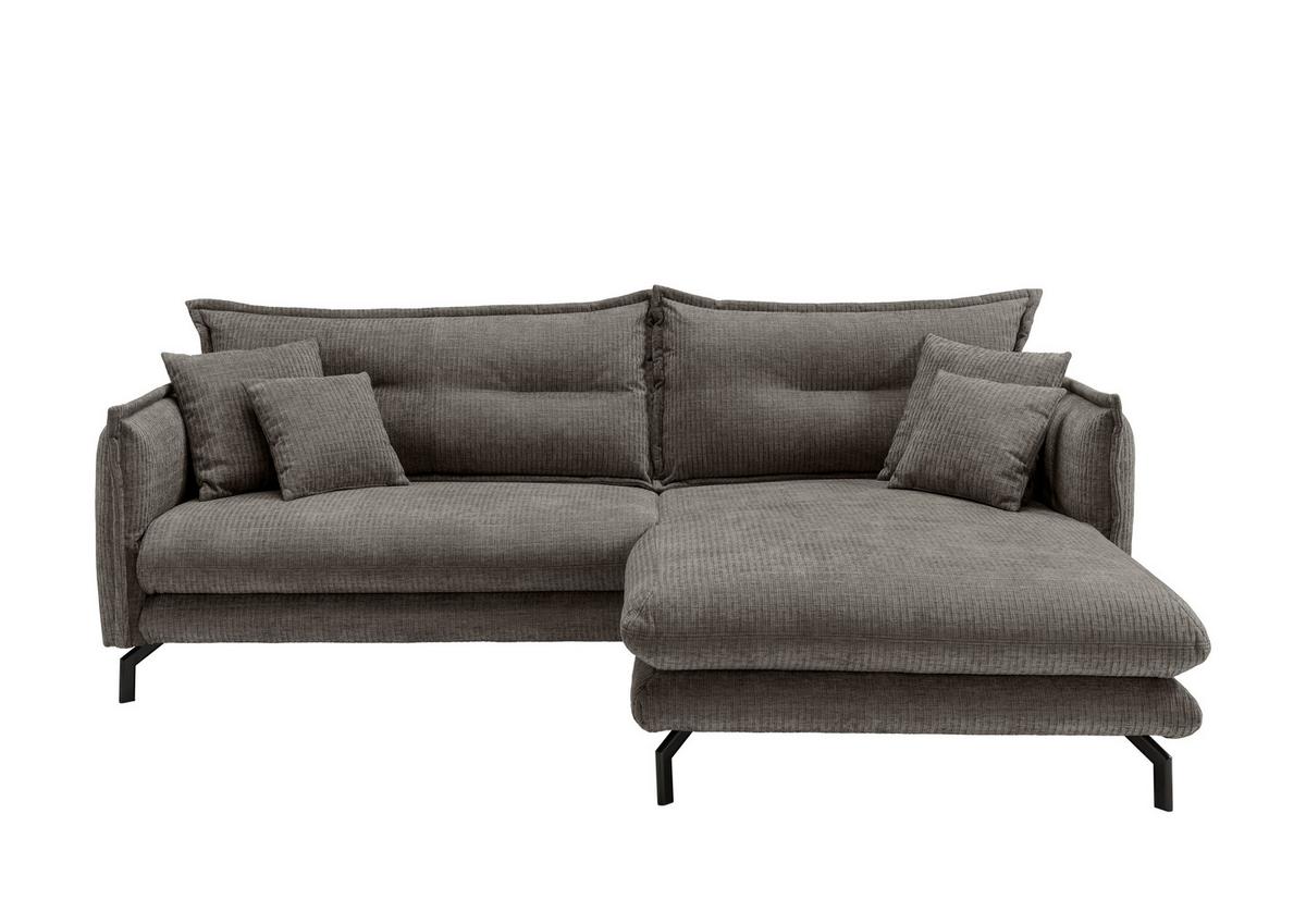 Ecksofa Lava ca. 255x180 cm Graubraun - Graubraun/Schwarz, Design, Textil/Metall (255/180cm) - Livetastic