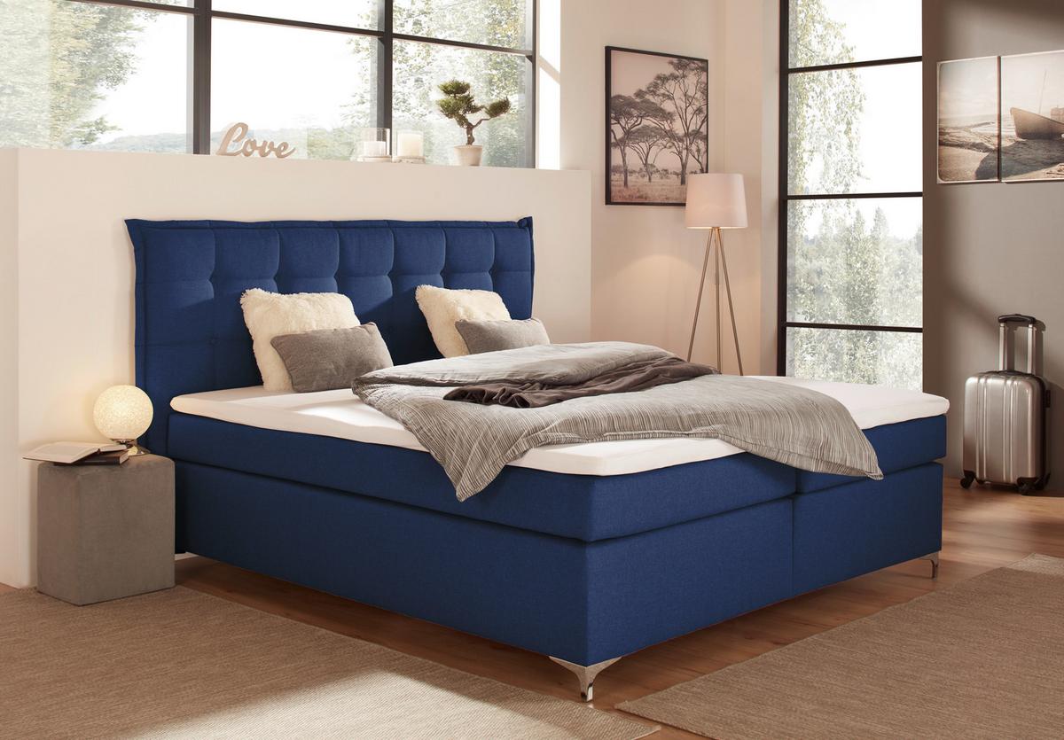 Boxspring Krevet Fabio - plava, Moderno, tekstil/metal (180/200cm)