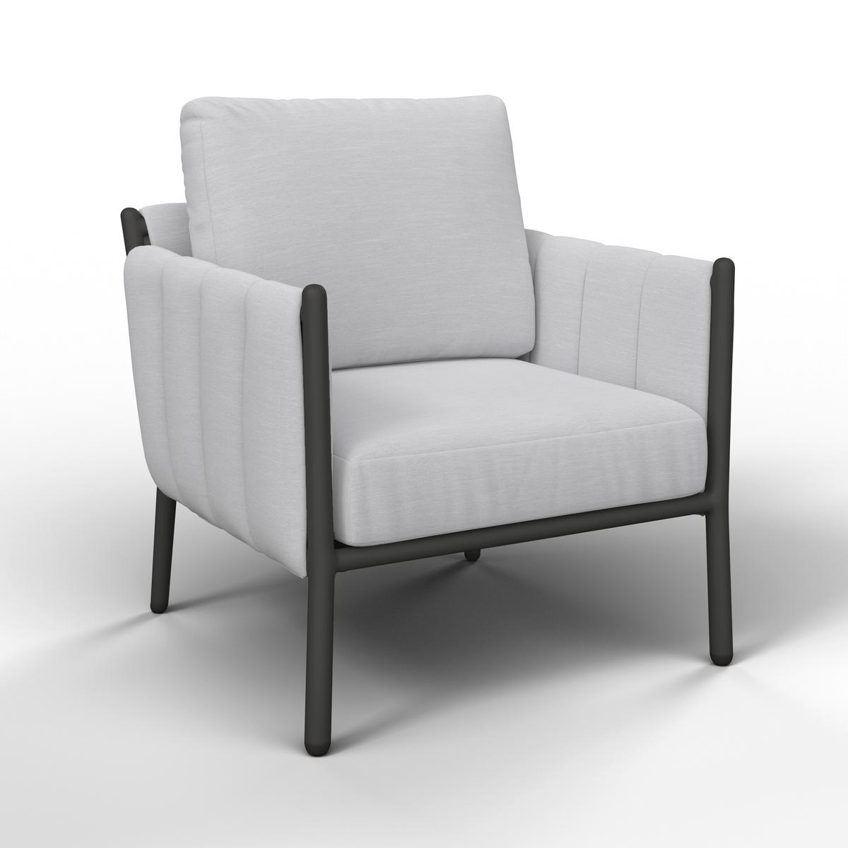 Loungegarnitur Annalotta Out doorstoff/Metall +Abdeckung - Creme/Weiß, MODERN, Glas/Textil (200,5/71,5/80,5cm) - Bessagi Garden