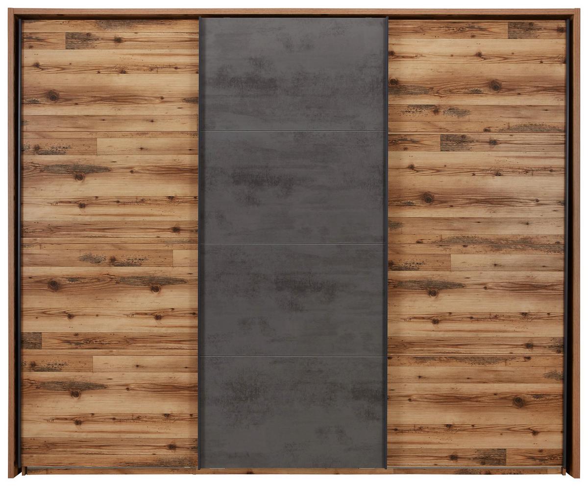 Schwebetürenschrank Ravenna in Eichefarben/Grau - Eichefarben/Anthrazit, Konventionell, Holzwerkstoff/Metall (280/231/61cm) - Premium Living