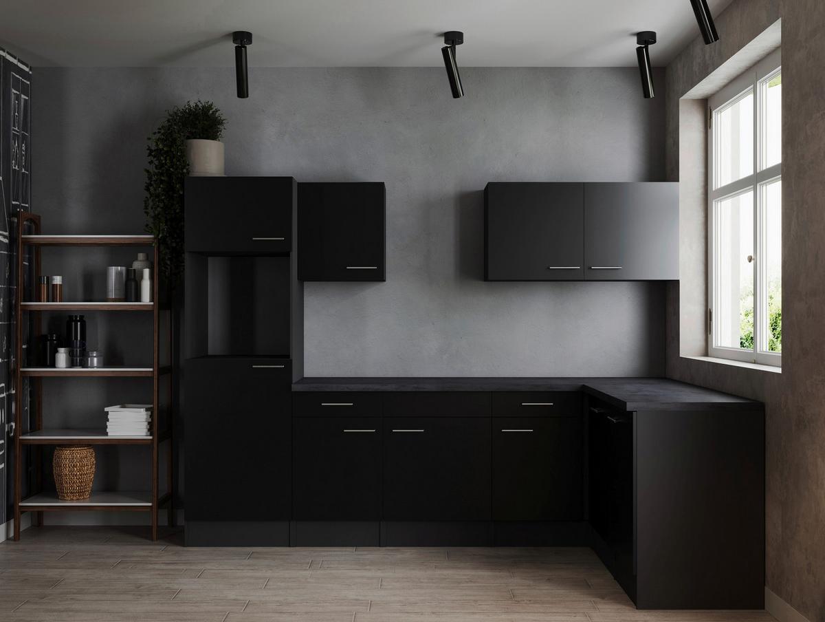 Kotna Kuhinja Brez Aparatov Oliver, 280x172cm - srebrne barve/črna, Design, kovina/leseni material (280/172cm) - Respekta