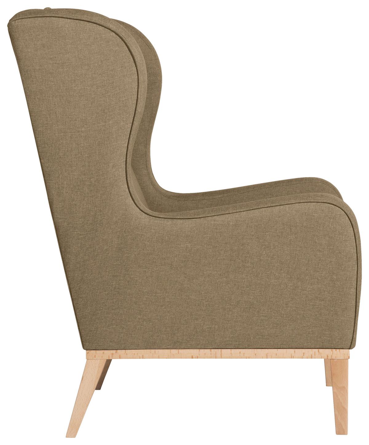OHRENSESSEL ANGELO - Sandfarben/Naturfarben, KONVENTIONELL, Holz/Textil (66/104/78cm) - Max Winzer