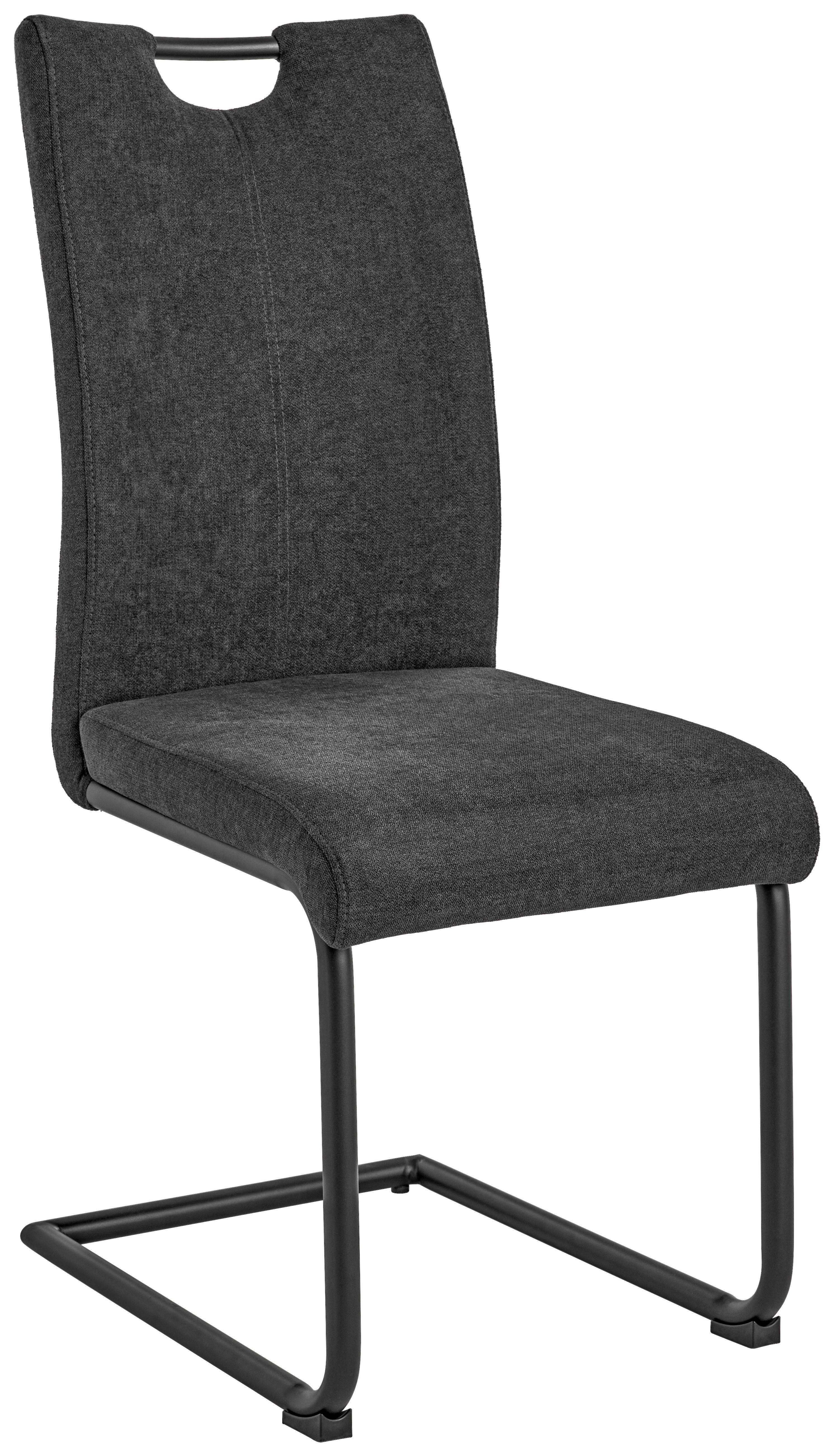 KRZESŁO NA PŁOZIE MAXL - antracytowy/czarny, Basics, metal/drewno (44/99/63cm) - MID.YOU