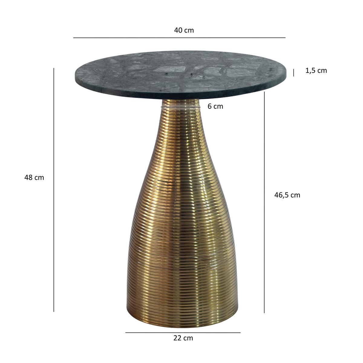 Masă Auxiliară Wl7.515 - auriu/verde, Design, metal/piatră (40/40/48cm) - Livetastic