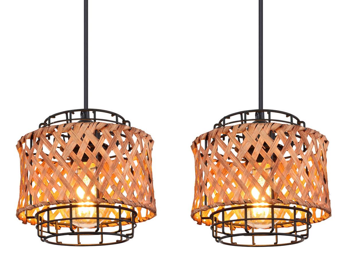 Viseća Svjetiljka 15668-3h - tamno smeđa/crna, Natur, metal/prirodni materijali (17/120cm) - Globo