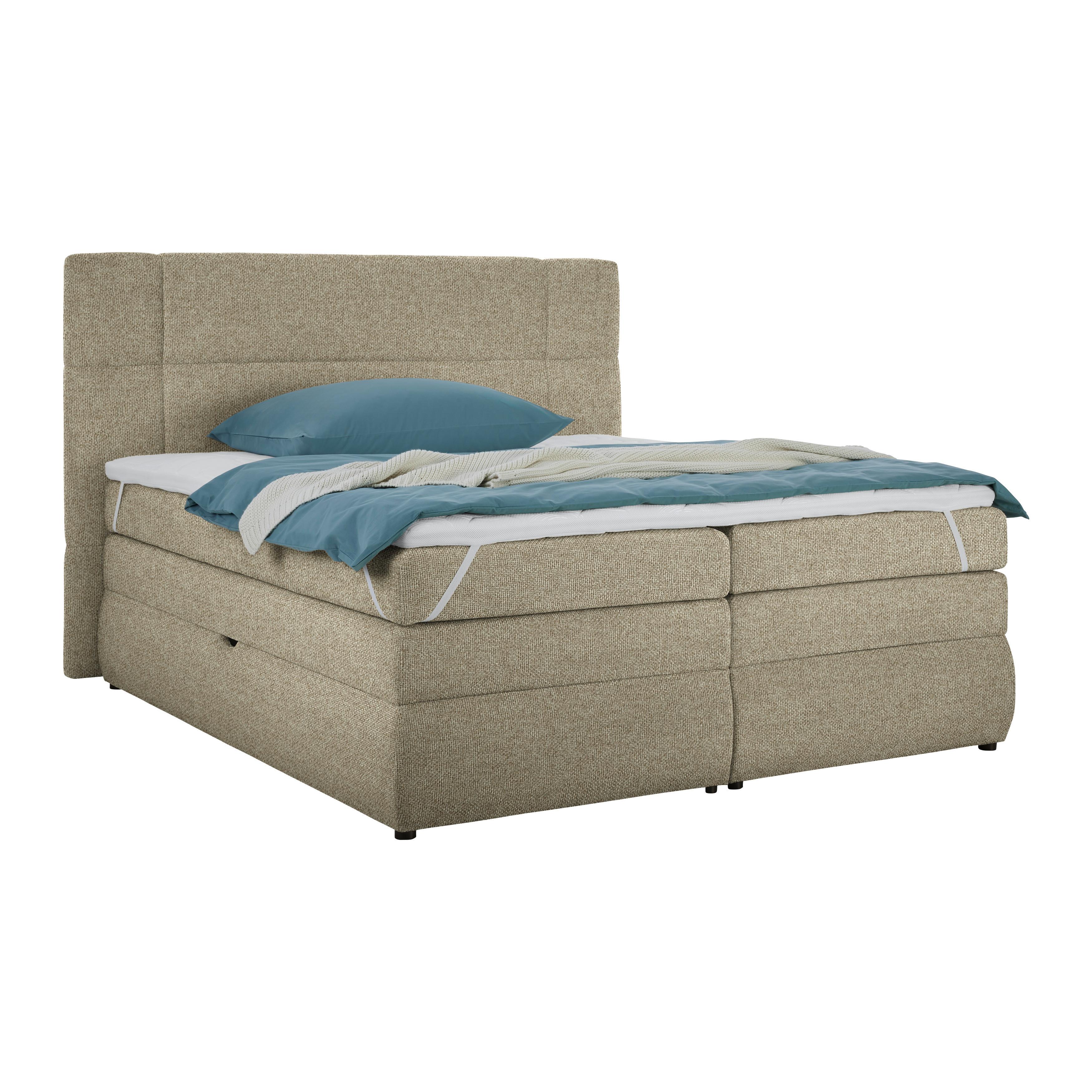 Boxspringbett Palace Taupe ca. 180x200cm - Taupe, KONVENTIONELL, Kunststoff/Textil (180/200cm) - Premium Living