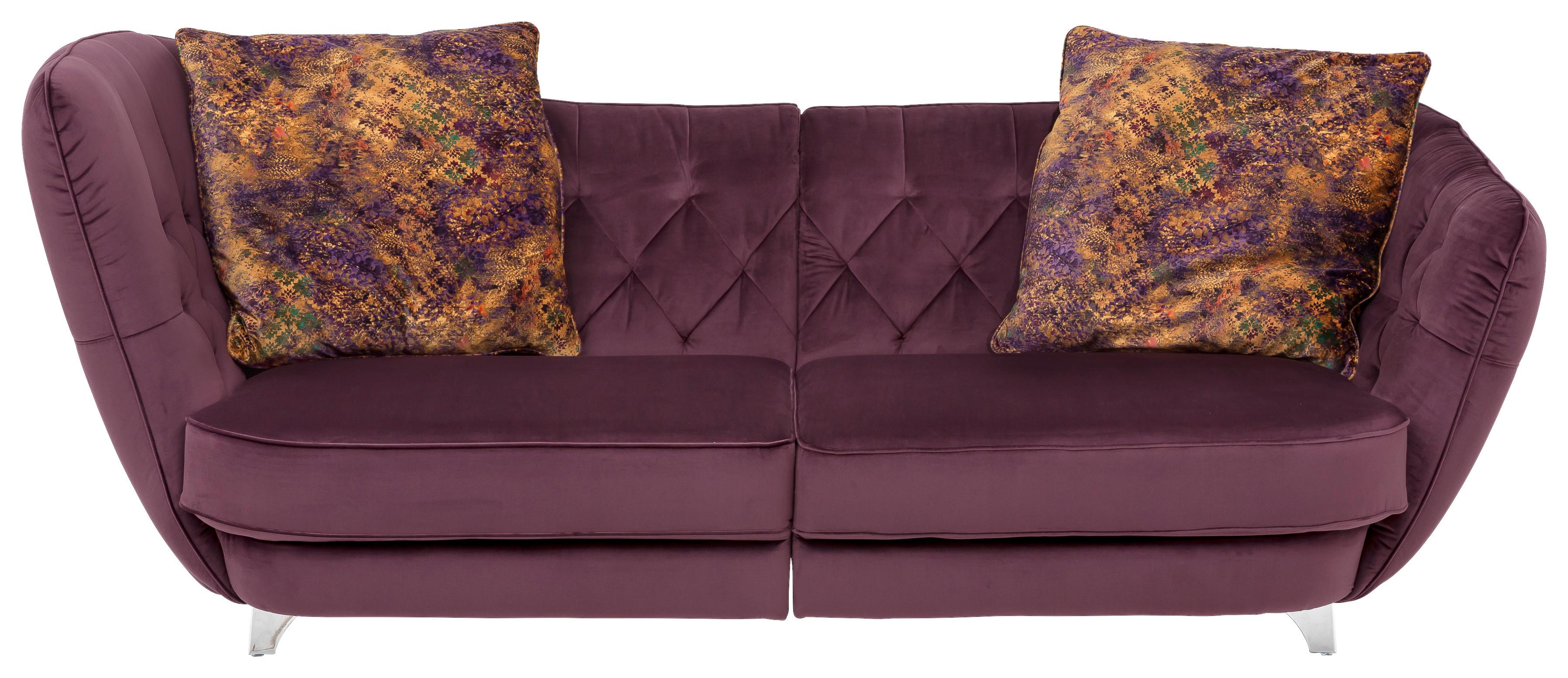 SOFA RETRO NEU - chromowy/fioletowy, Trend, metal/tkanina (256/98/115cm)
