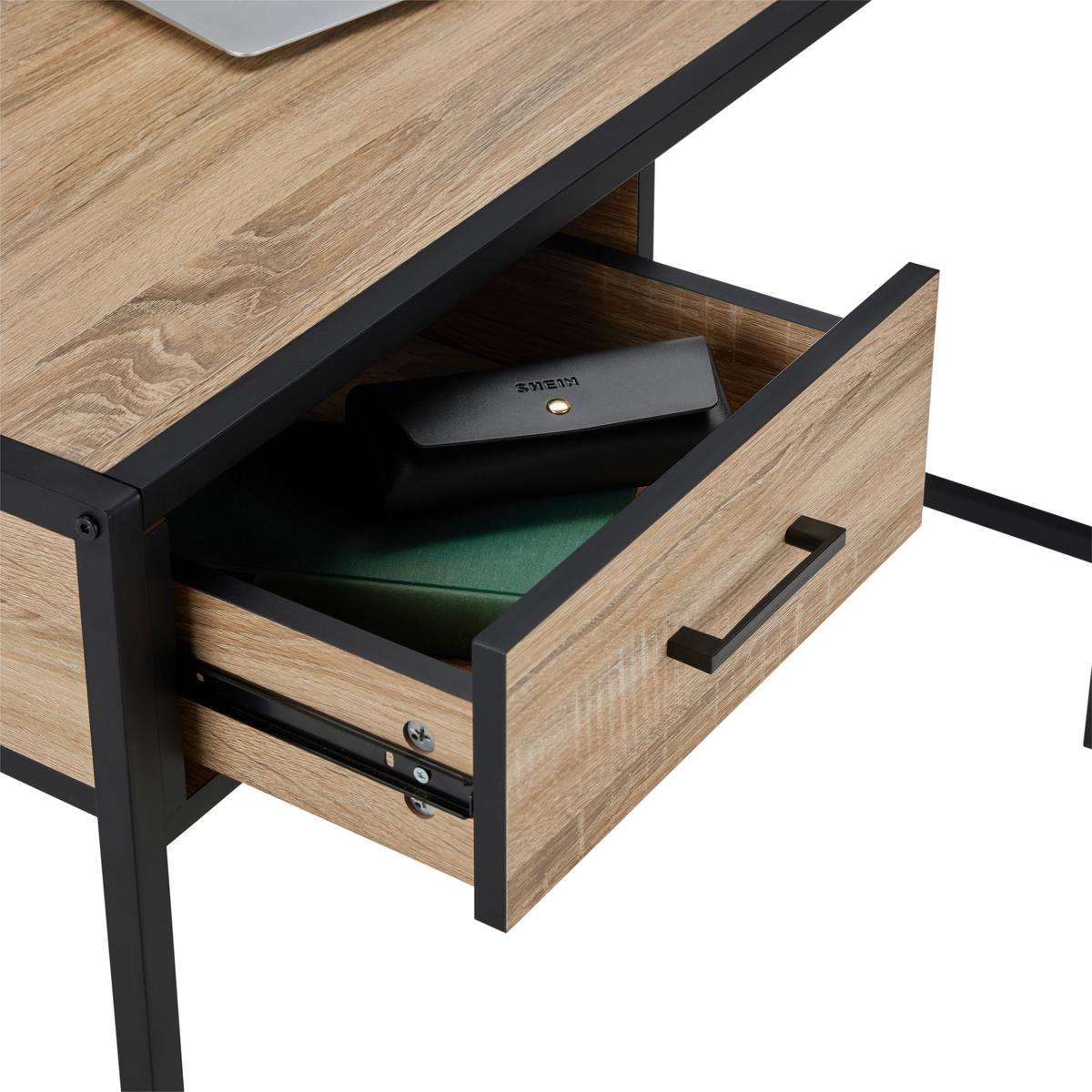 Schreibtisch in Naturfarben/Schwarz - Schwarz/Naturfarben, Modern, Holzwerkstoff/Metall (105/76/55cm) - Mömax