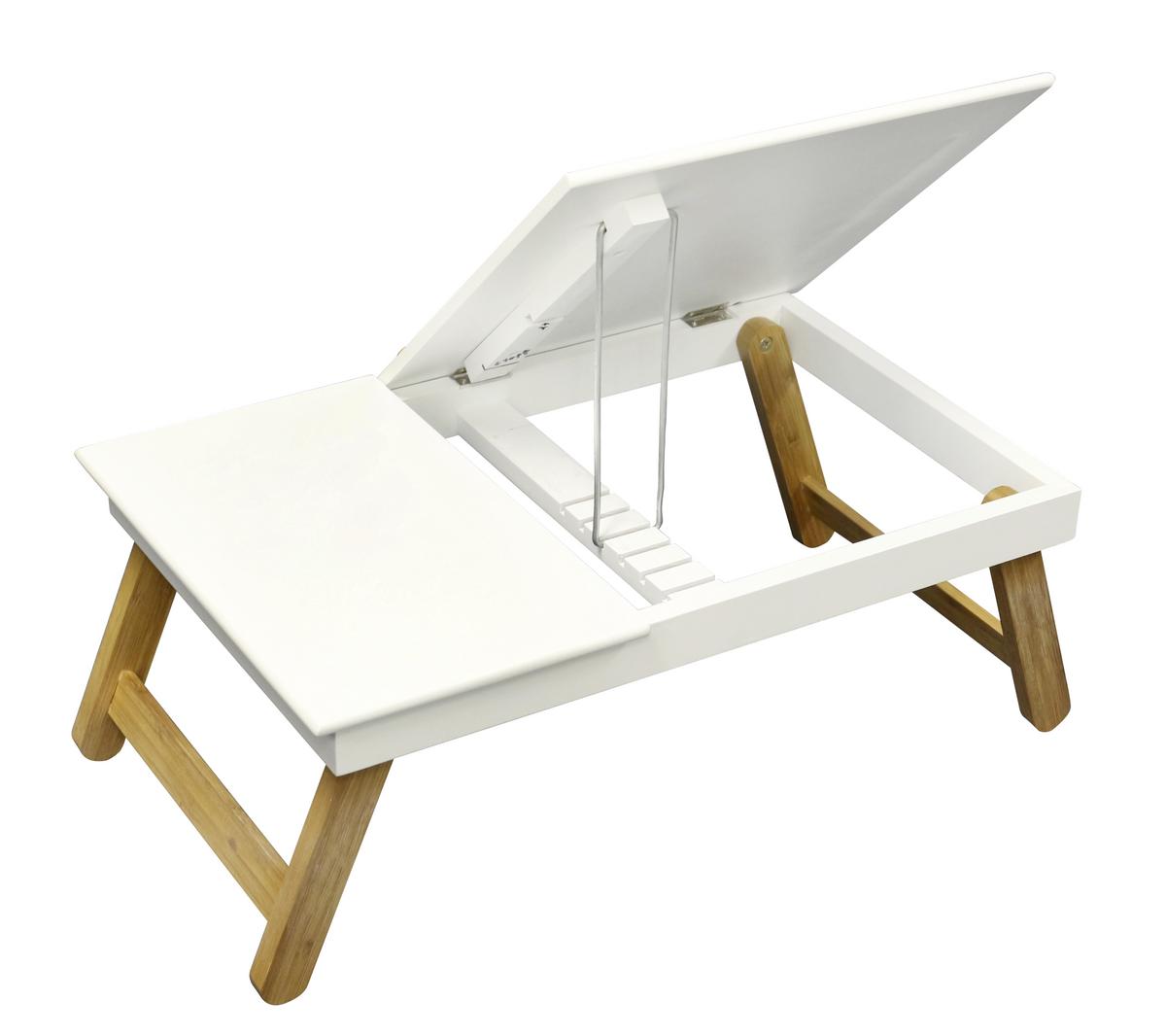 Laptop Asztal Fehér Book - natúr színű/fehér, Lifestyle, fa (53/20,5-43/33cm) - Mömax