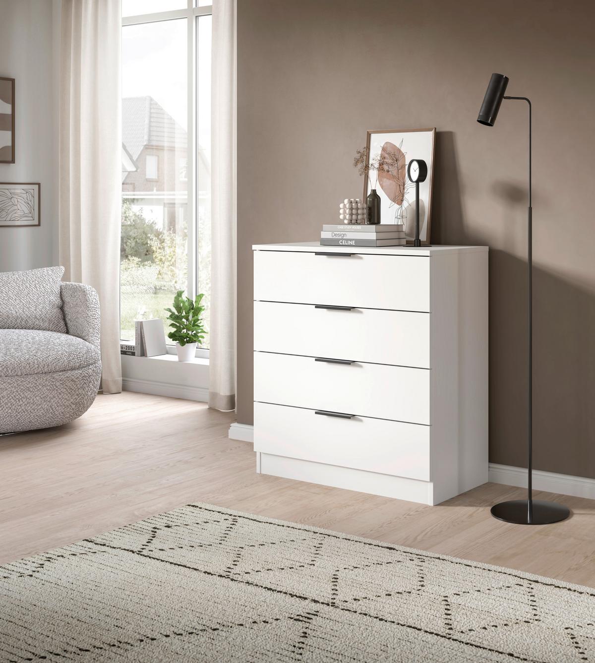 Kommode Kopenhagen Weiß - Schwarz/Weiß, Design, Holzwerkstoff/Kunststoff (74/80/35cm) - Livetastic