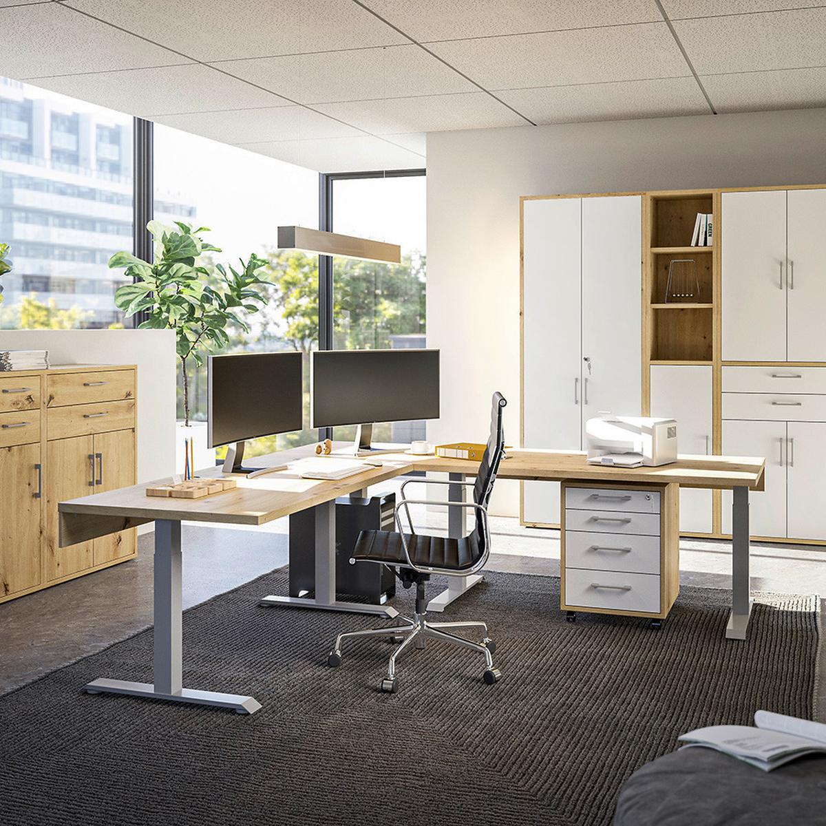 Schreibtischplatte Big Profi Office Eiche Artisan - Eiche Artisan, Modern, Holzwerkstoff (120/16/80cm) - Mömax