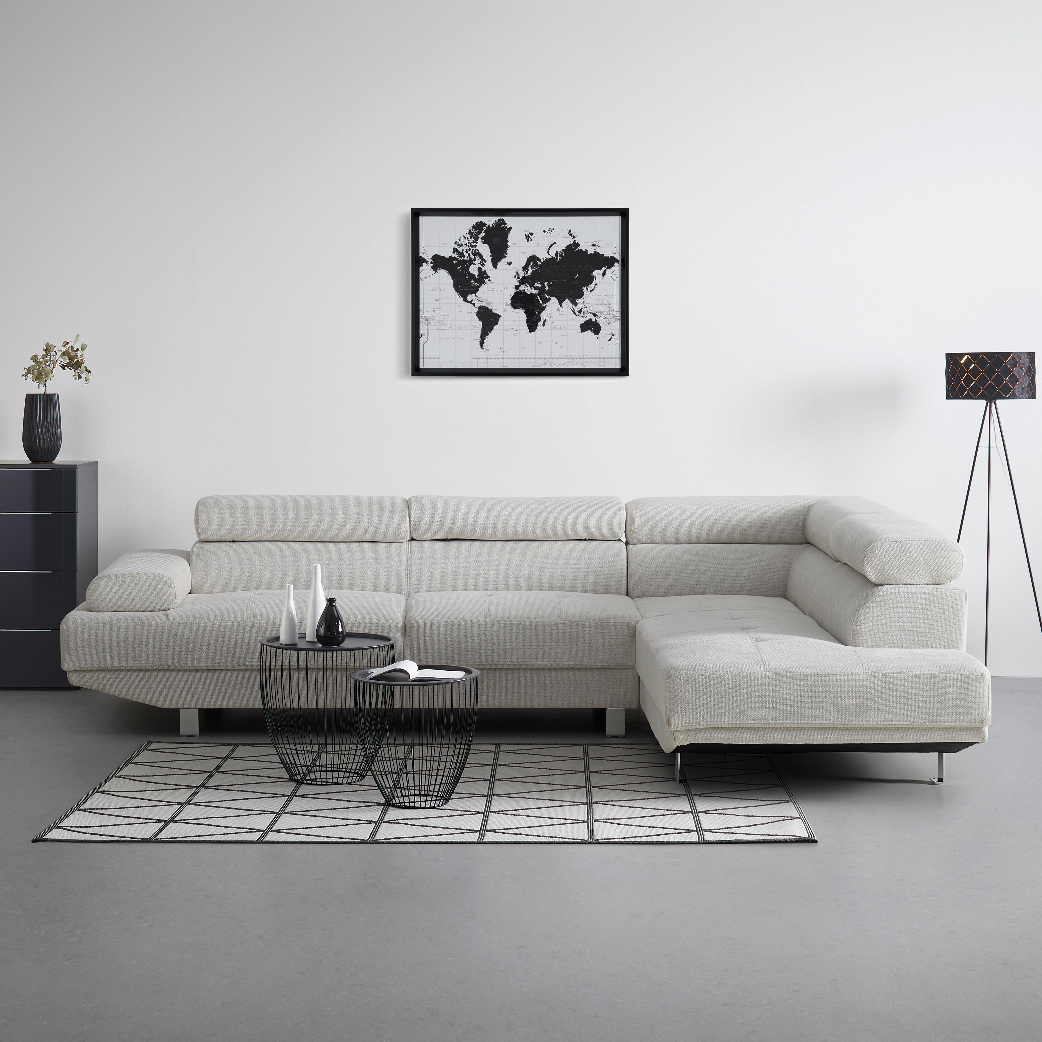 Sedežna Garnitura Emely, Krem - barve nerjavečega jekla/krem barve, Moderno, kovina/tekstil (267/70/195cm) - Bessagi Home