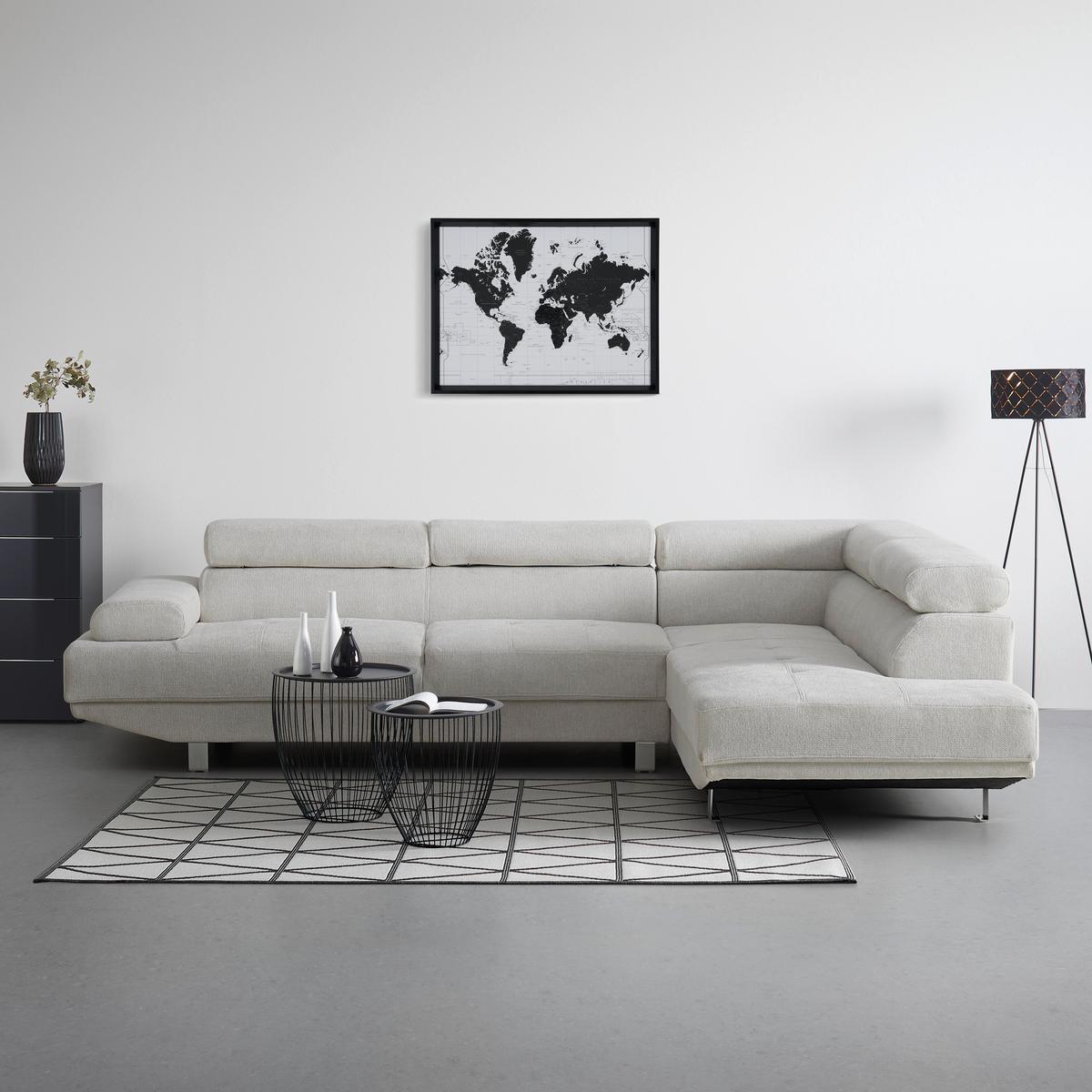 Sarokgarnitúra Emely - krém, Modern, textil/fa (267/70/195cm) - Bessagi Home