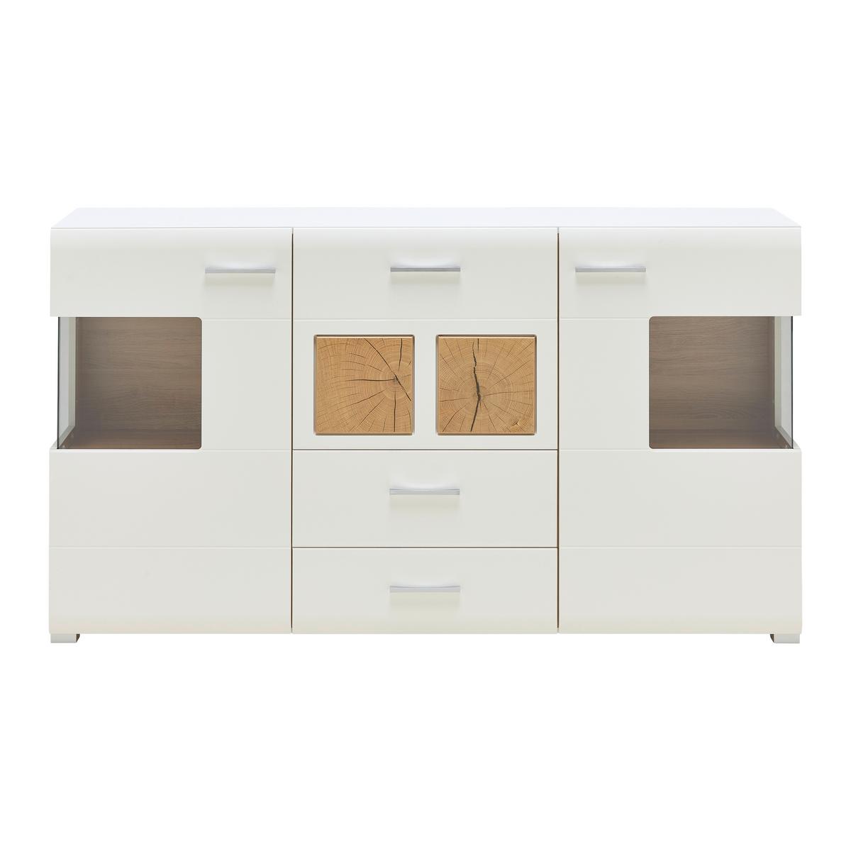Sideboard Fun Plus Weiß/Eichefarben - Chromfarben/Eichefarben, MODERN, Holzwerkstoff/Metall (170/94/42cm) - Mömax