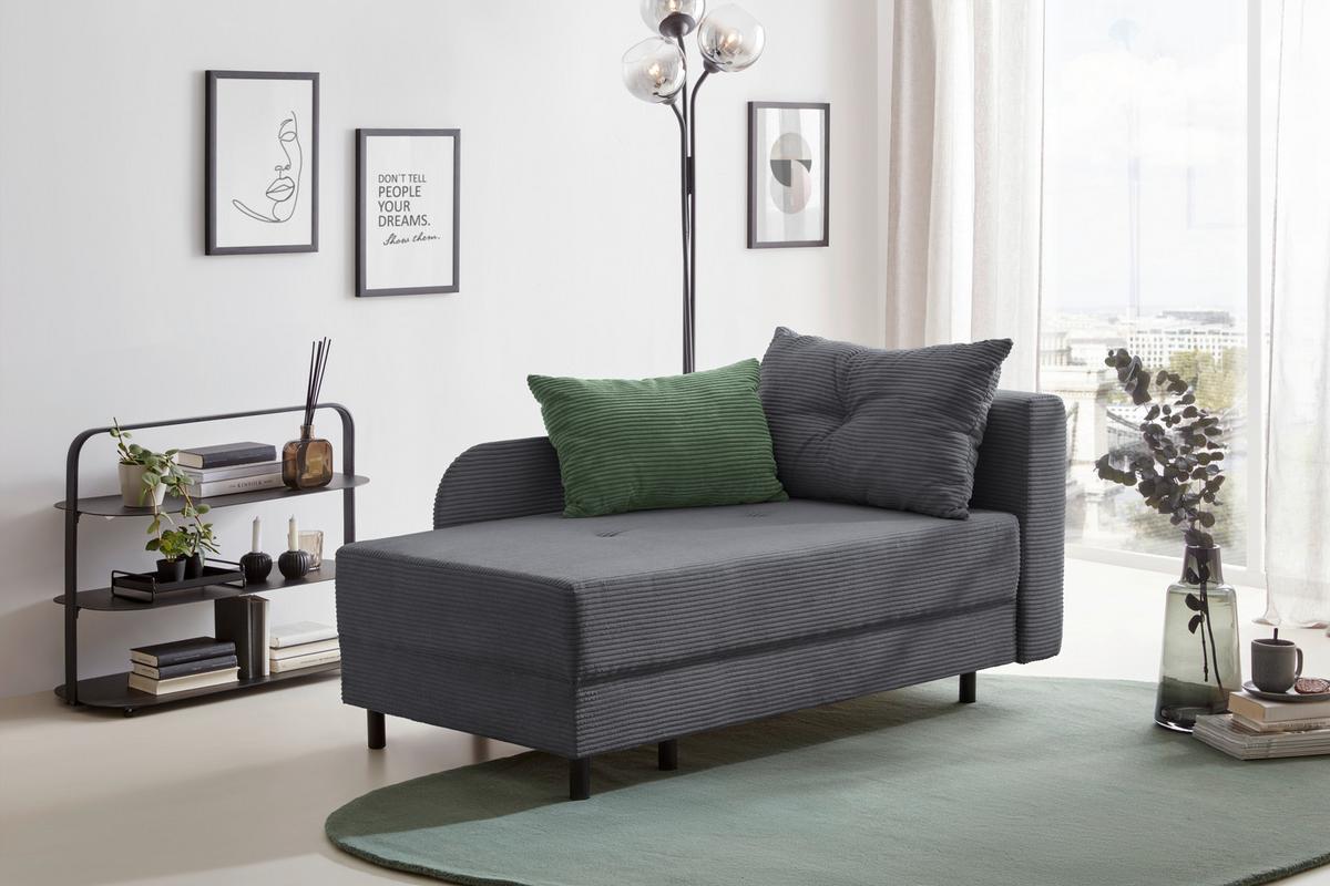 Liege Nova Dunkelgrau - Dunkelgrau/Schwarz, MODERN, Holz/Textil (145/62/85cm) - Mömax