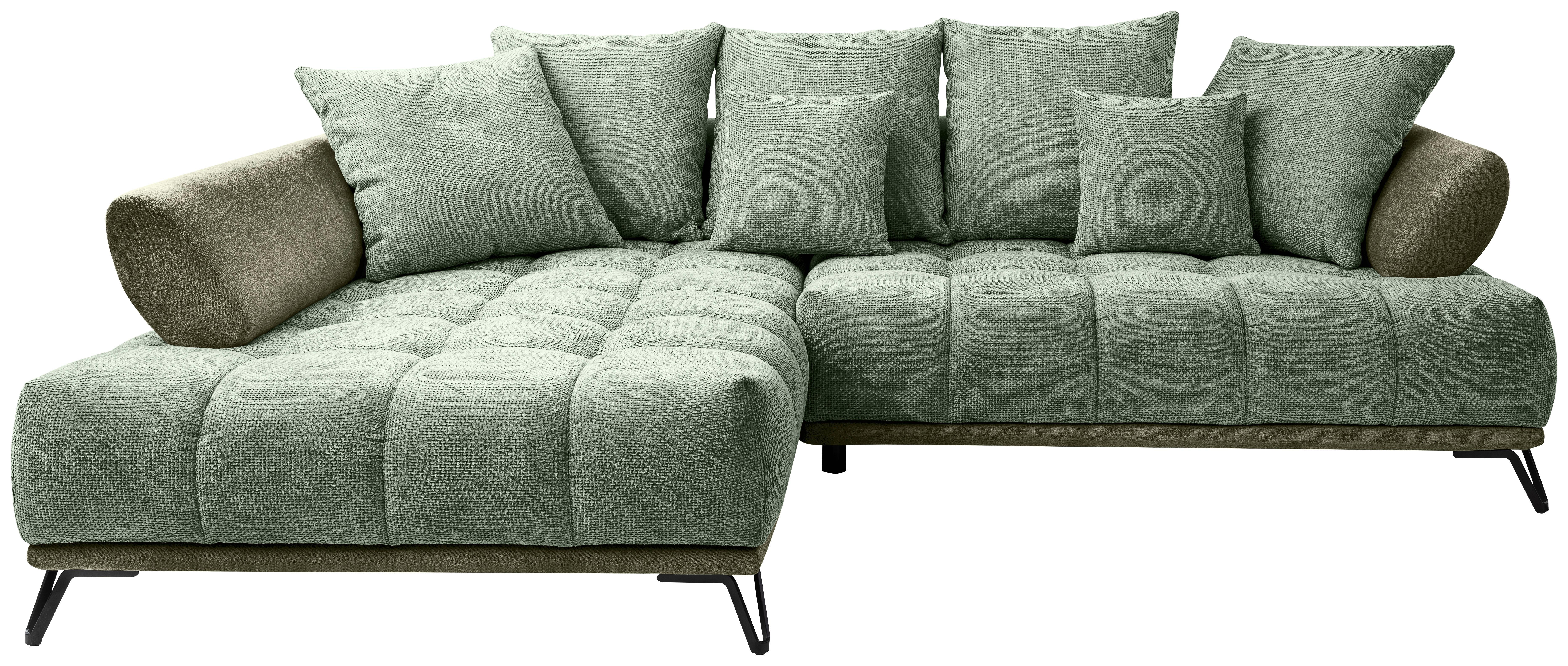 Ugaona Garnitura Largo N - zelena/crna, Moderno, tekstil/metal (184/262cm) - Modern Living