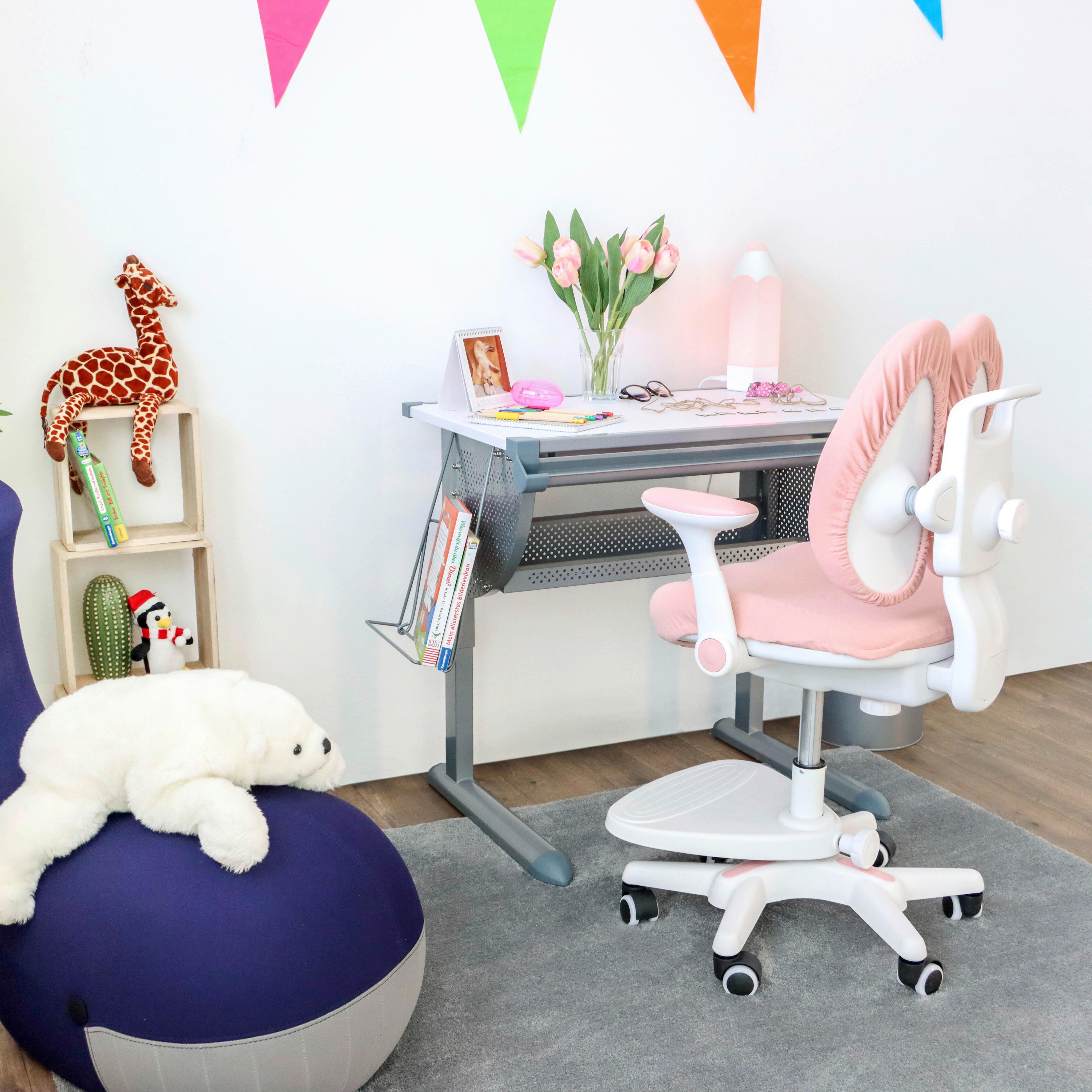Jugenddrehstuhl Kid Wing ca.56x88x52cm Rosa,Weiß - Rosa/Weiß, MODERN, Kunststoff/Textil (56/88/52cm) - MID.YOU