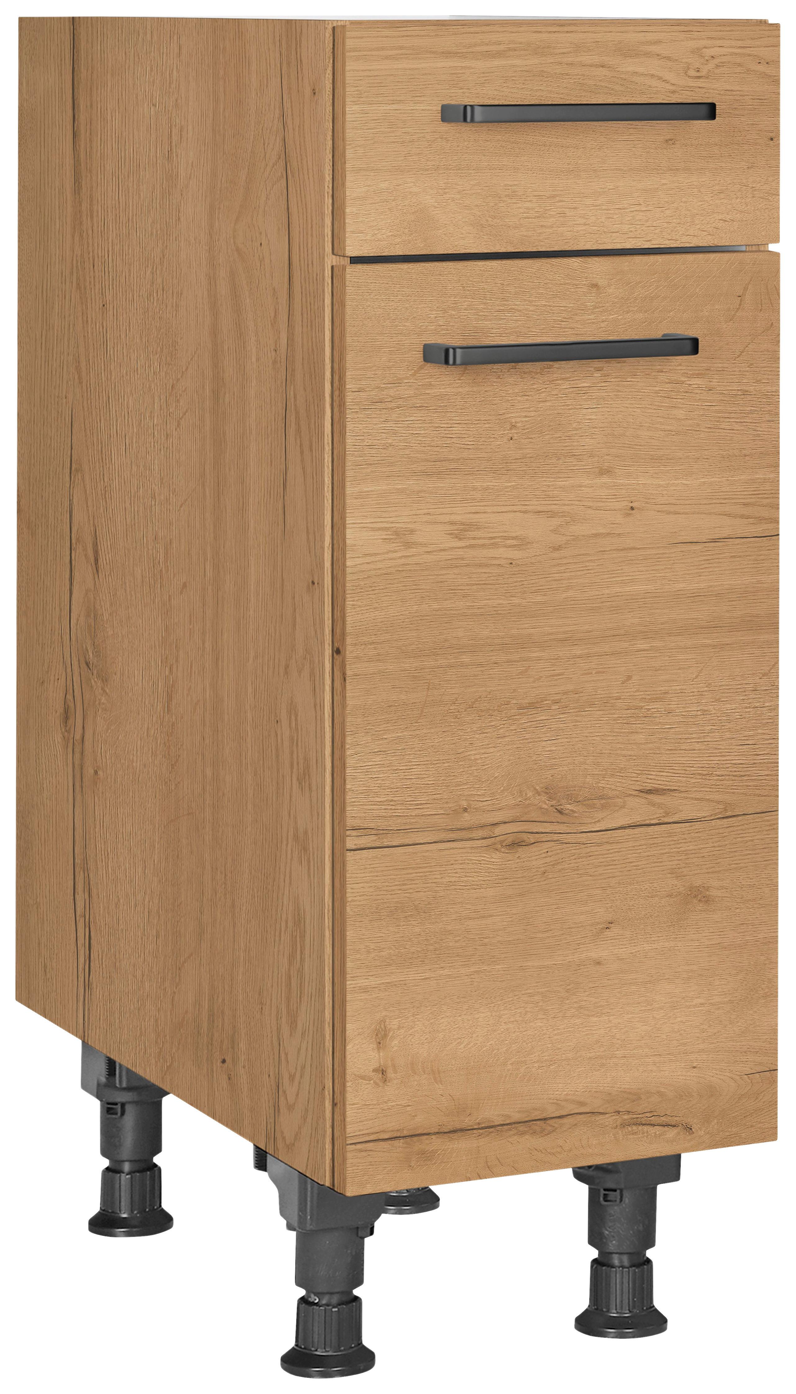 Schubkastenunterschrank Structura Eiche - Eichefarben/Schwarz, MODERN, Holzwerkstoff/Metall (30/87/56cm) - Nobilia