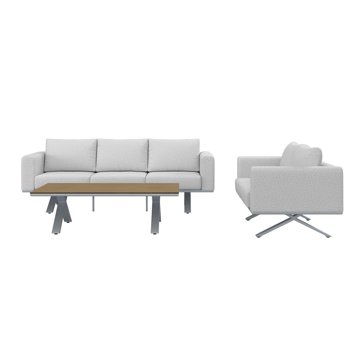 LOUNGEGARNITUR SOFIA - Hellgrau/Naturfarben, Modern, Kunststoff/Textil (221/67/80cm) - Bessagi Garden