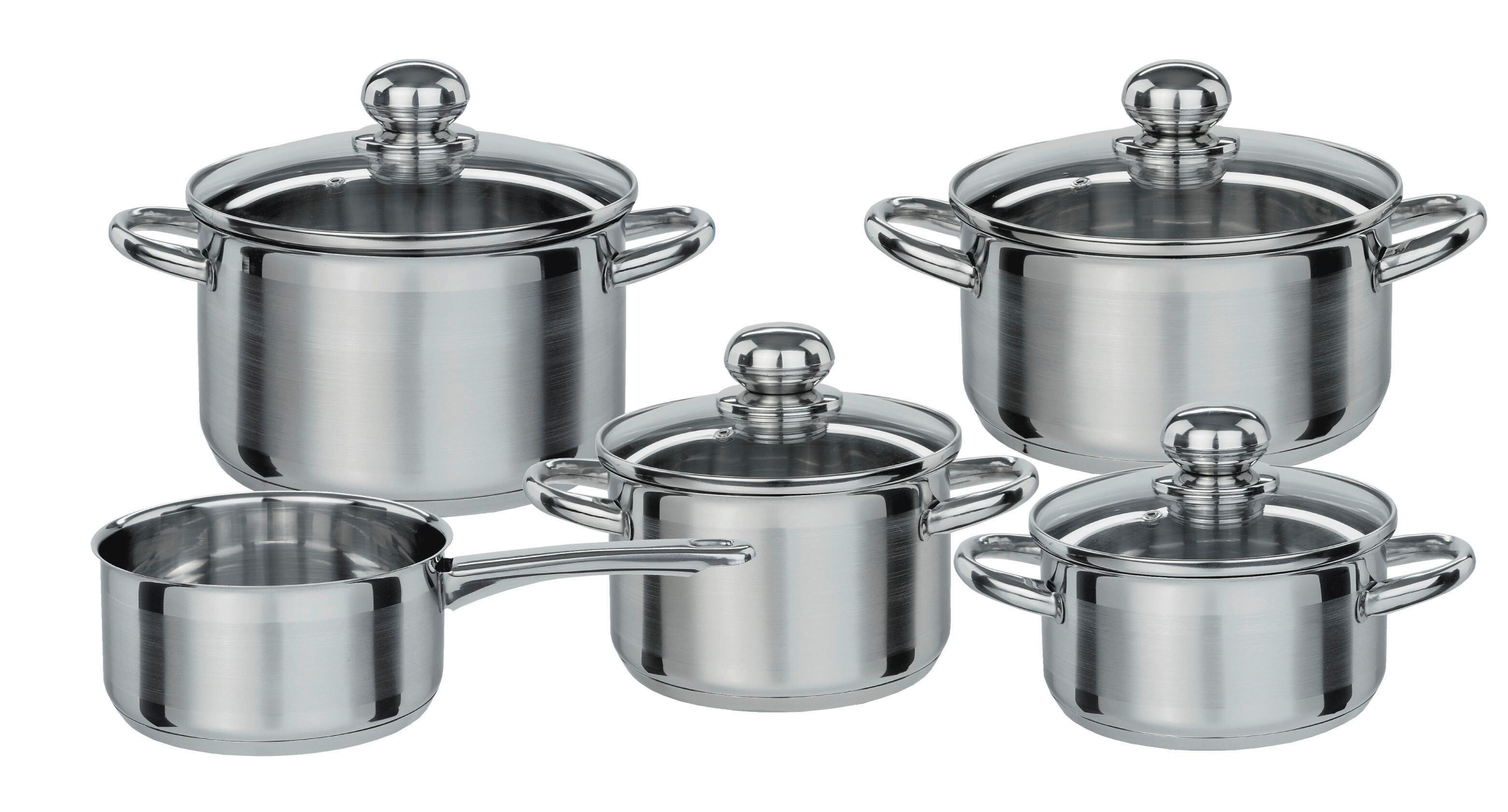 Set Posod Silverstar, 5-Delni - barve nerjavečega jekla/prozorno, Basics, kovina/steklo - GSW