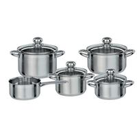 Set Posod Silverstar, 5-Delni - barve nerjavečega jekla/prozorno, Basics, kovina/steklo - GSW