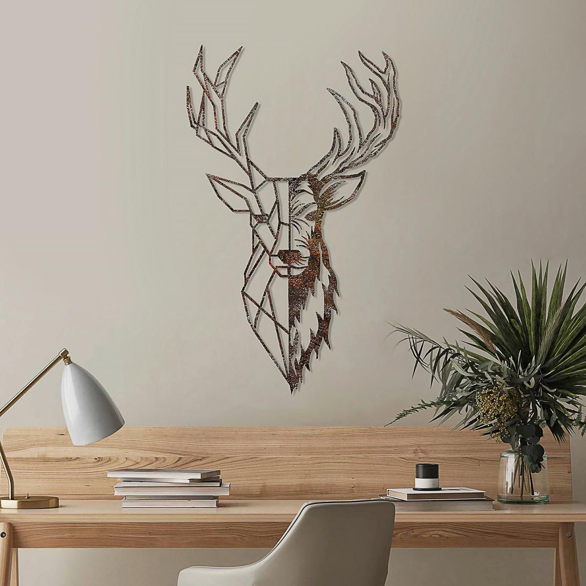 OBRAZ METALOWY RUSTY DEER 3 - kolor brązu, Basics, metal (70/42cm)