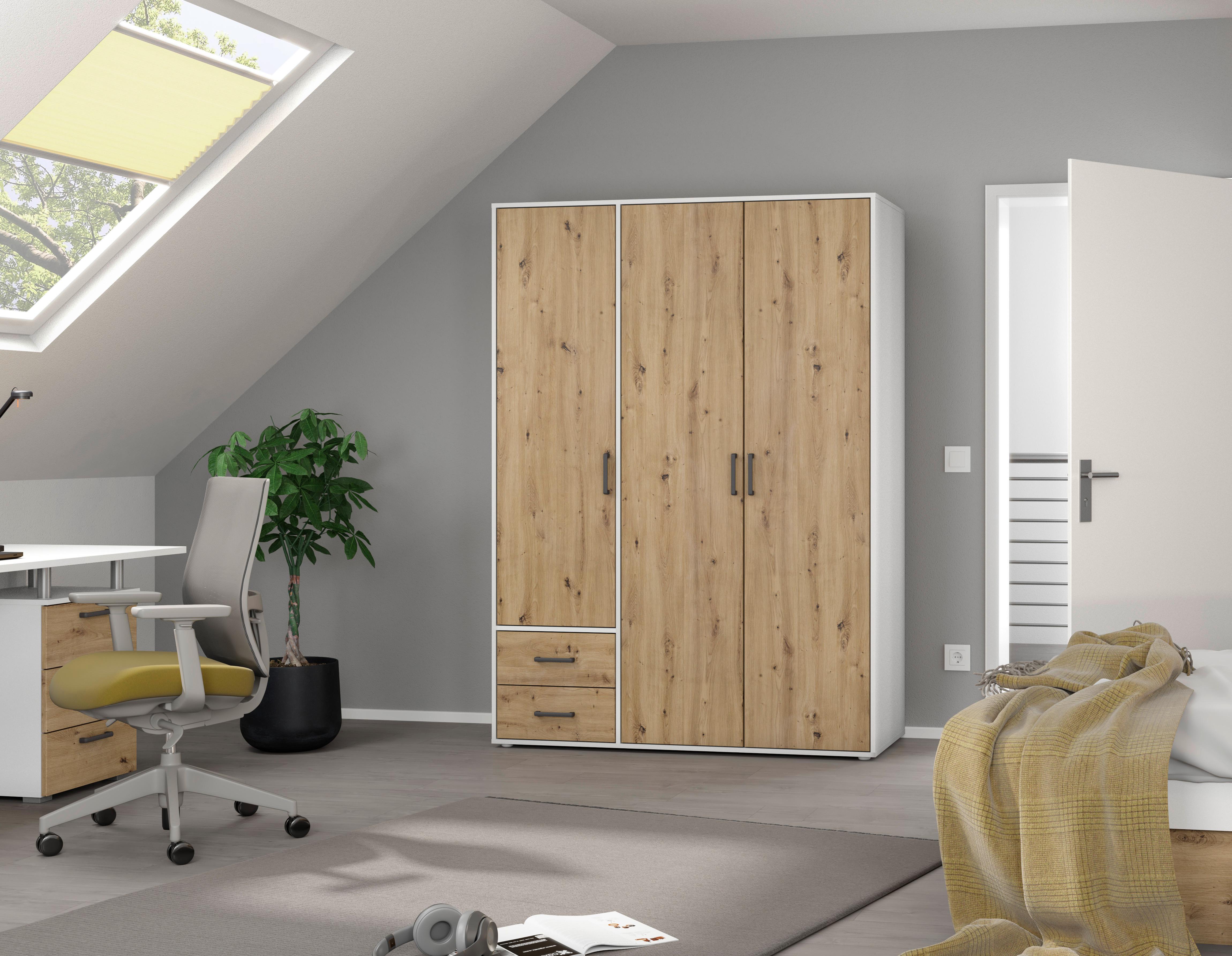 DULAP USI ROTATIVE VOYAGER - alb/stejar Artisan, Modern, material pe bază de lemn (140/194/53cm) - Modern Living