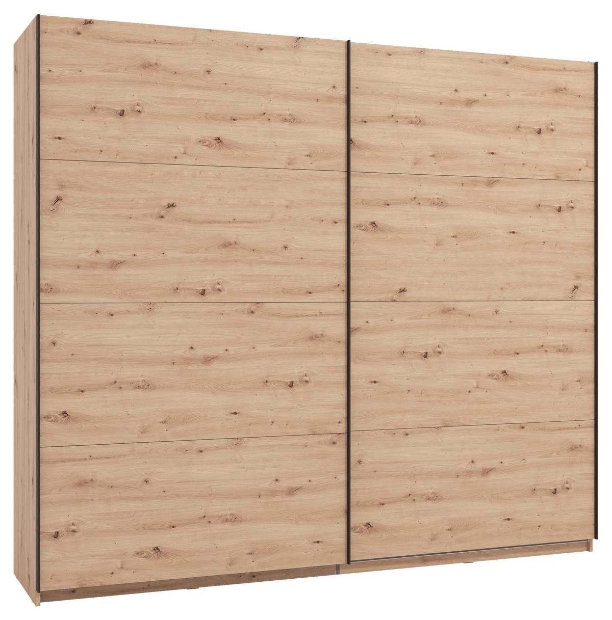 Schwebetürenschrank Gard Eiche Artisan - Schwarz/Eiche Artisan, KONVENTIONELL, Holzwerkstoff/Metall (245/217/61cm) - Based