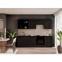 Blok Kuhinja Siena - crna, Moderno, staklo/drvni materijal (260/210/60cm) - Modern Living