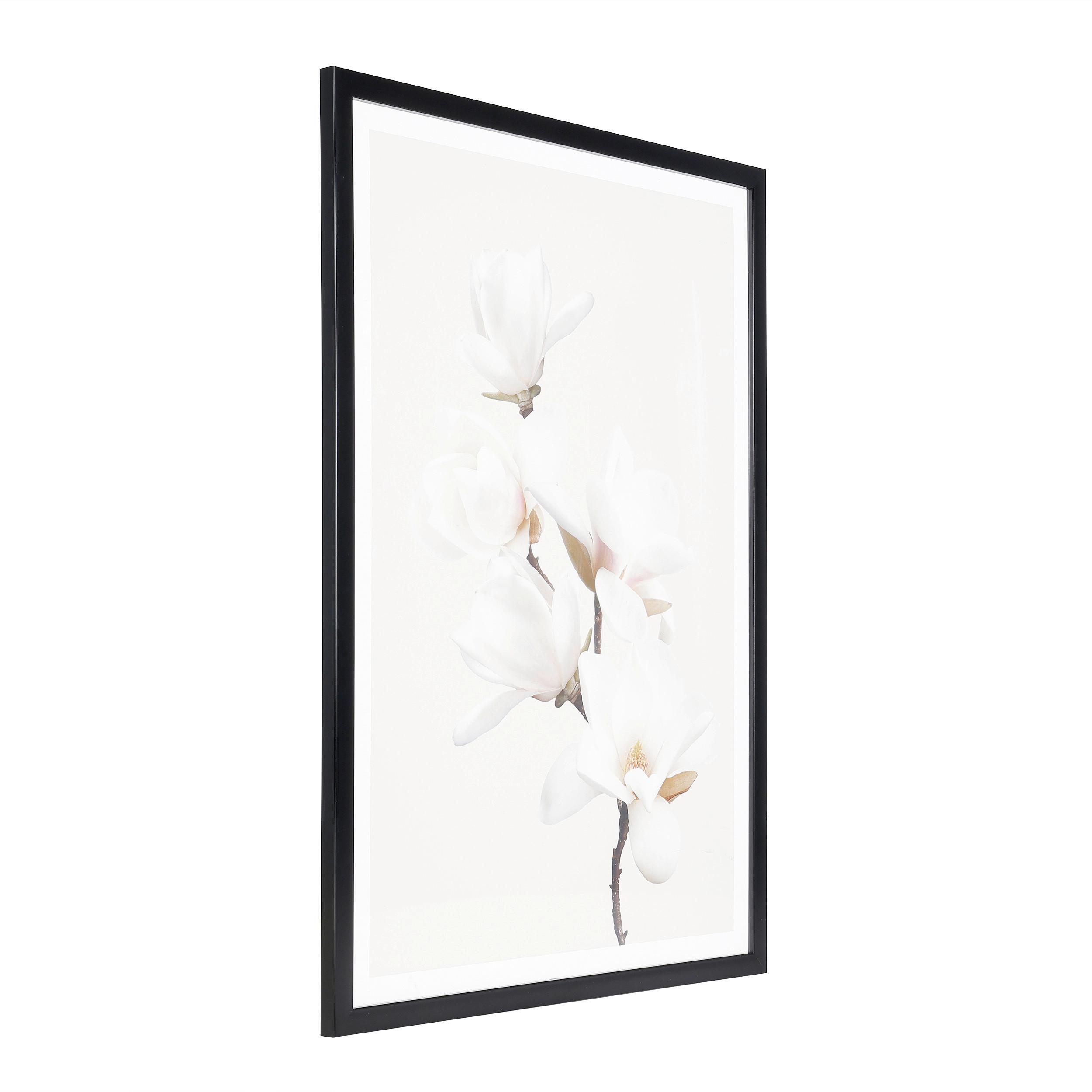 Druckgrafik Roberval Weiß/Beige/Schwarz ca. 53x73cm - Pink/Beige, Trend, Glas/Papier (53/1,6/73cm) - Eglo