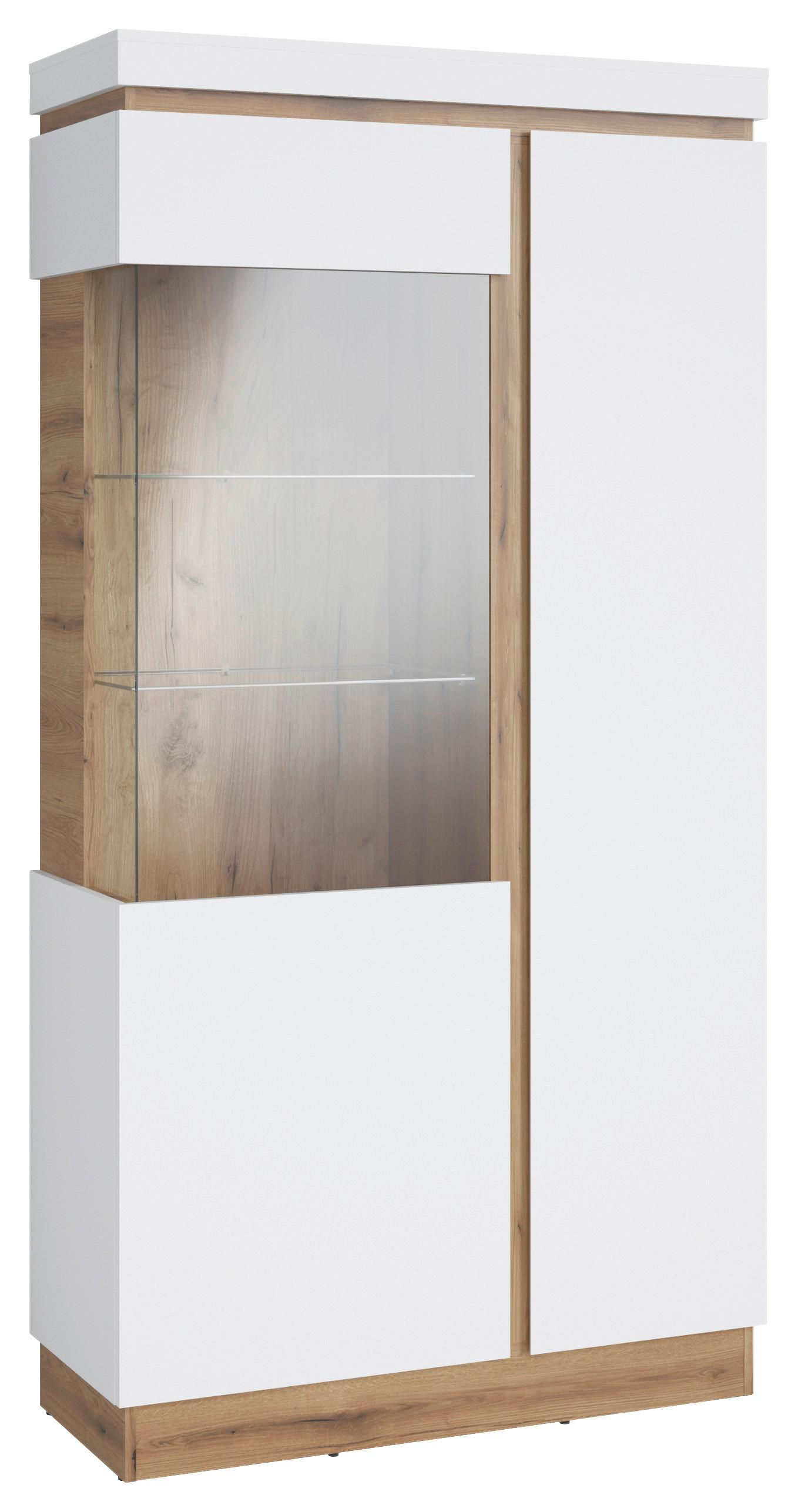 Vitrina Calabria - bijela/boje hrasta, Trend, staklo/drvni materijal (103,6/200,5/40cm) - Modern Living