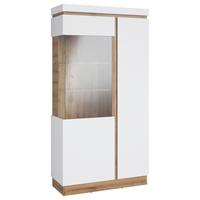 Vitrină CALABRIA - alb/culoare lemn stejar, Trend, sticlă/material pe bază de lemn (103,6/200,5/40cm) - Modern Living