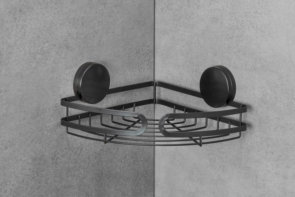 Regal Za Tuš Pavia - crna, Moderno, metal (27/9,8/20cm) - Wenko