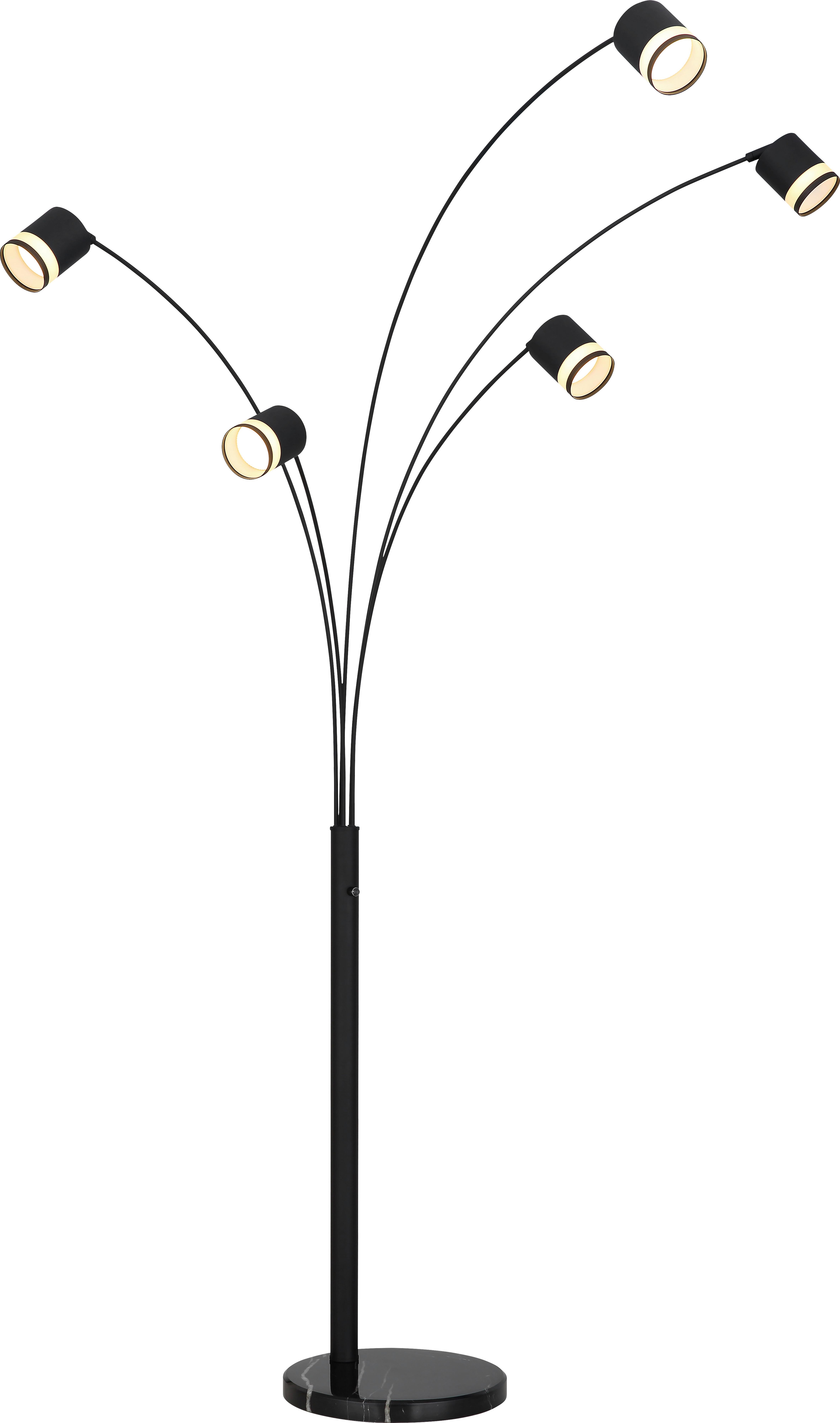 Stehleuchte Linoa Schwarz max. 7 Watt - Transparent/Schwarz, MODERN, Kunststoff/Stein (110/70/195cm)