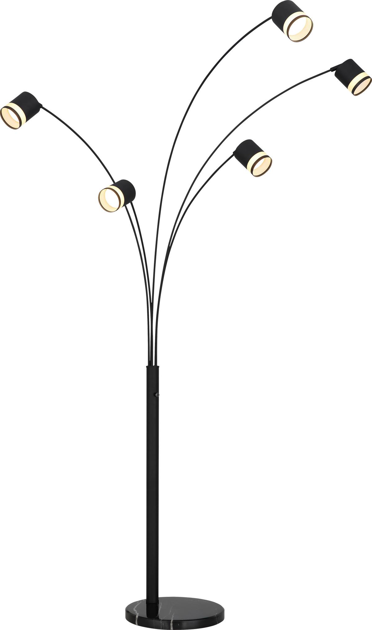 Stehleuchte Linoa Schwarz max. 7 Watt - Transparent/Schwarz, MODERN, Kunststoff/Stein (110/70/195cm)