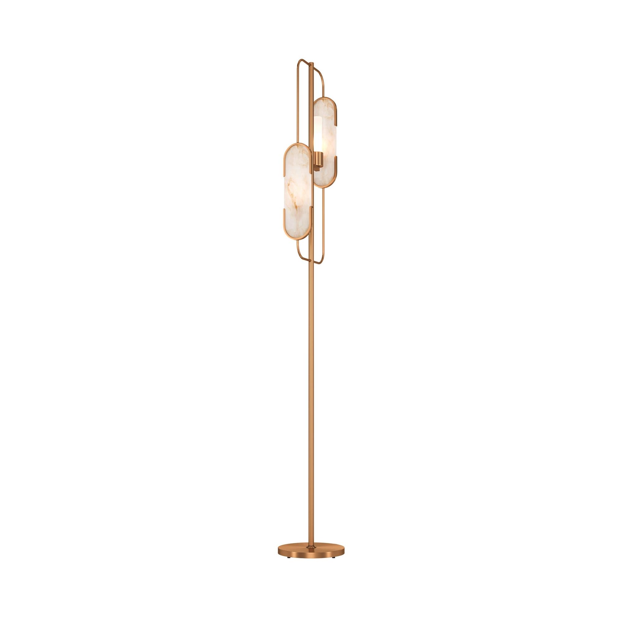 Stehleuchte Marmo Goldfarben max.40 Watt - Goldfarben/Weiß, Trend, Stein/Metall (23/160cm) - MAYTONI