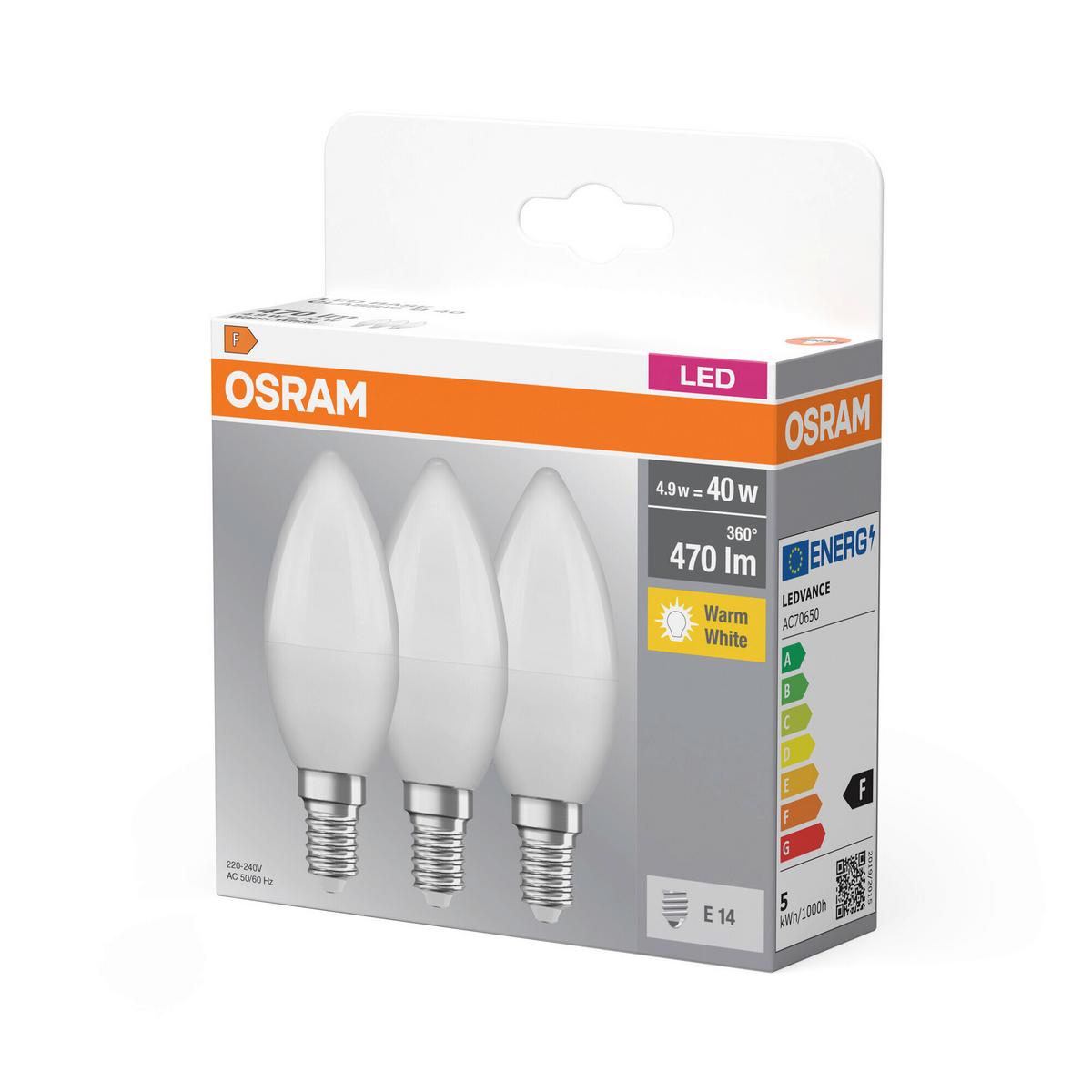 ŻARÓWKA LED BASECLB40 4,9W-827 FR - biały, Basics, tworzywo sztuczne (3,5/10,3cm) - Osram