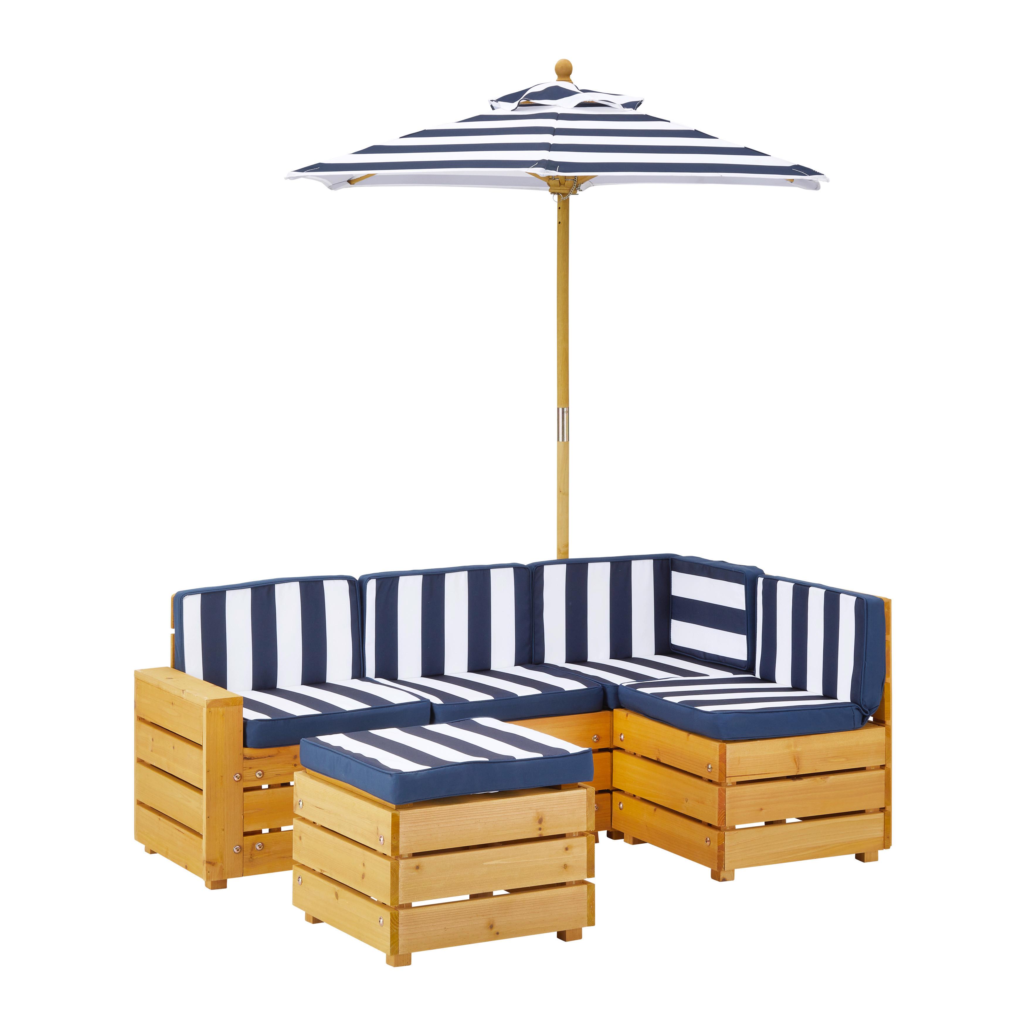 Kindergartenset Daisy Blau/ Weiß Tanne/Textil - Blau/Weiß, MODERN, Holz/Textil (116/47,5/73,5cm) - Bessagi Kids