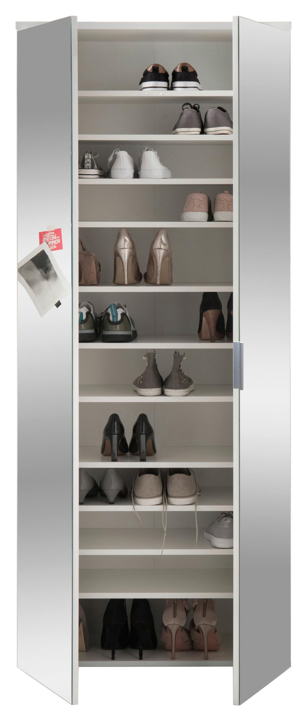 Dulap pentru pantofi Lincoln 4 - alb, Modern, sticlă/material pe bază de lemn (80/190/35cm) - Modern Living