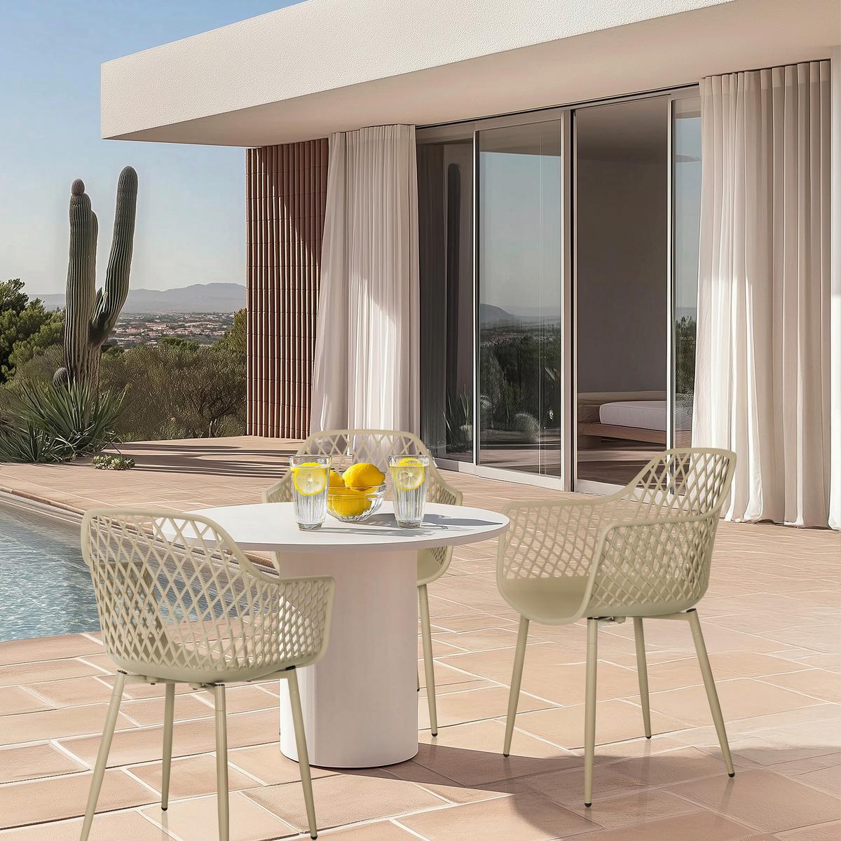 Vrtni Stol Begio L, Bež - bež, Moderno, kovina/umetna masa (56/81/50cm) - MID.YOU